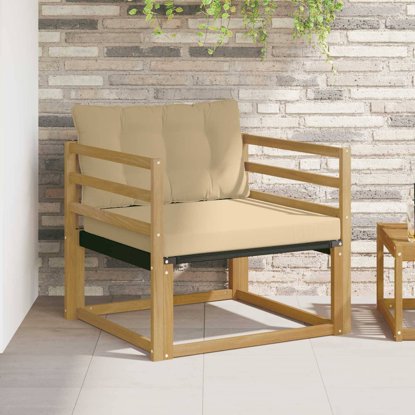 vidaXL Outdoor-Sofagarnitur Massives Akazienholz und Textilene Weiß