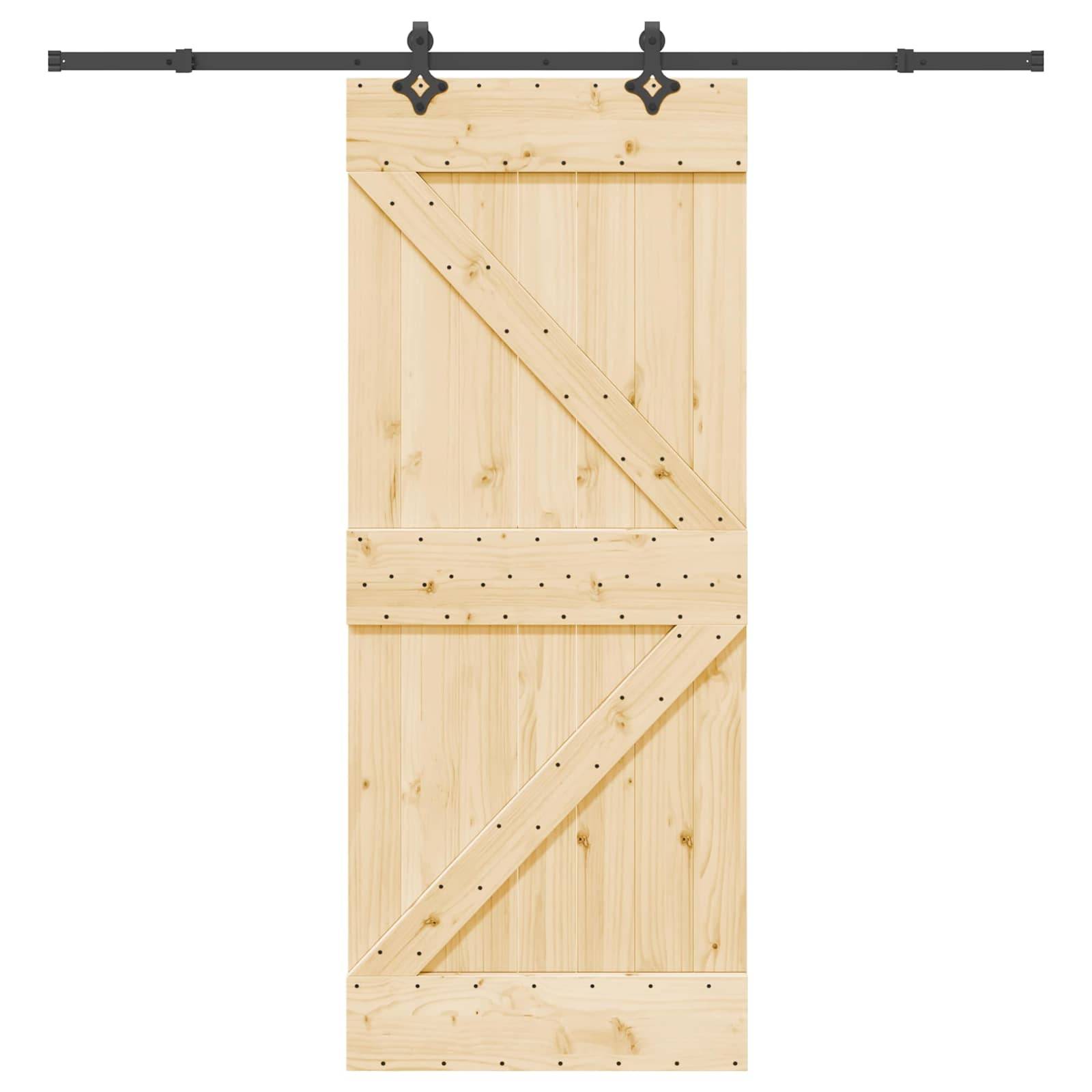 vidaXL Schiebetür NARVIK Natürlich und Schwarz 85 x 210 cm (213,5 cm)