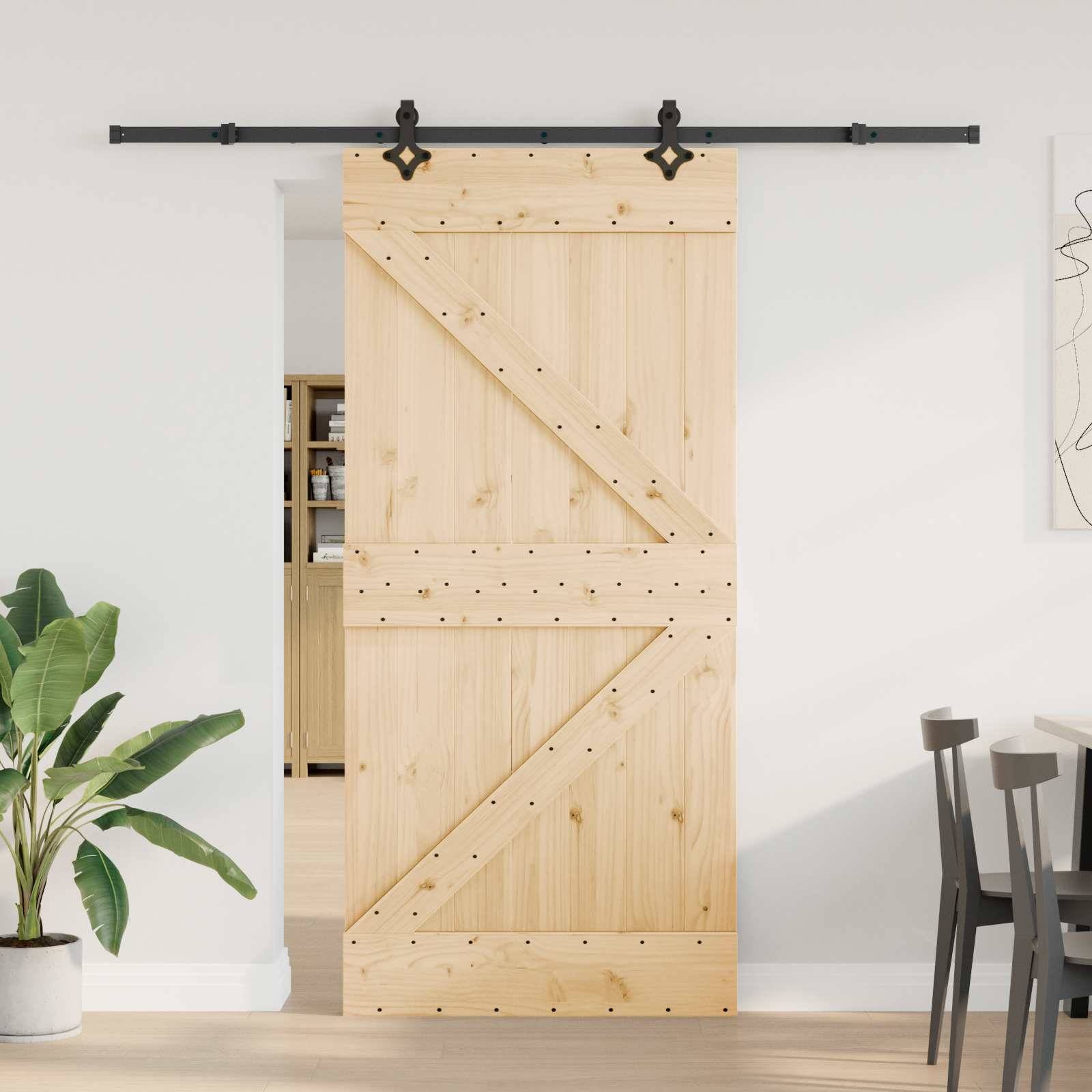 vidaXL Schiebetür NARVIK Natürlich und Schwarz 95 x 210 cm (213,5 cm)