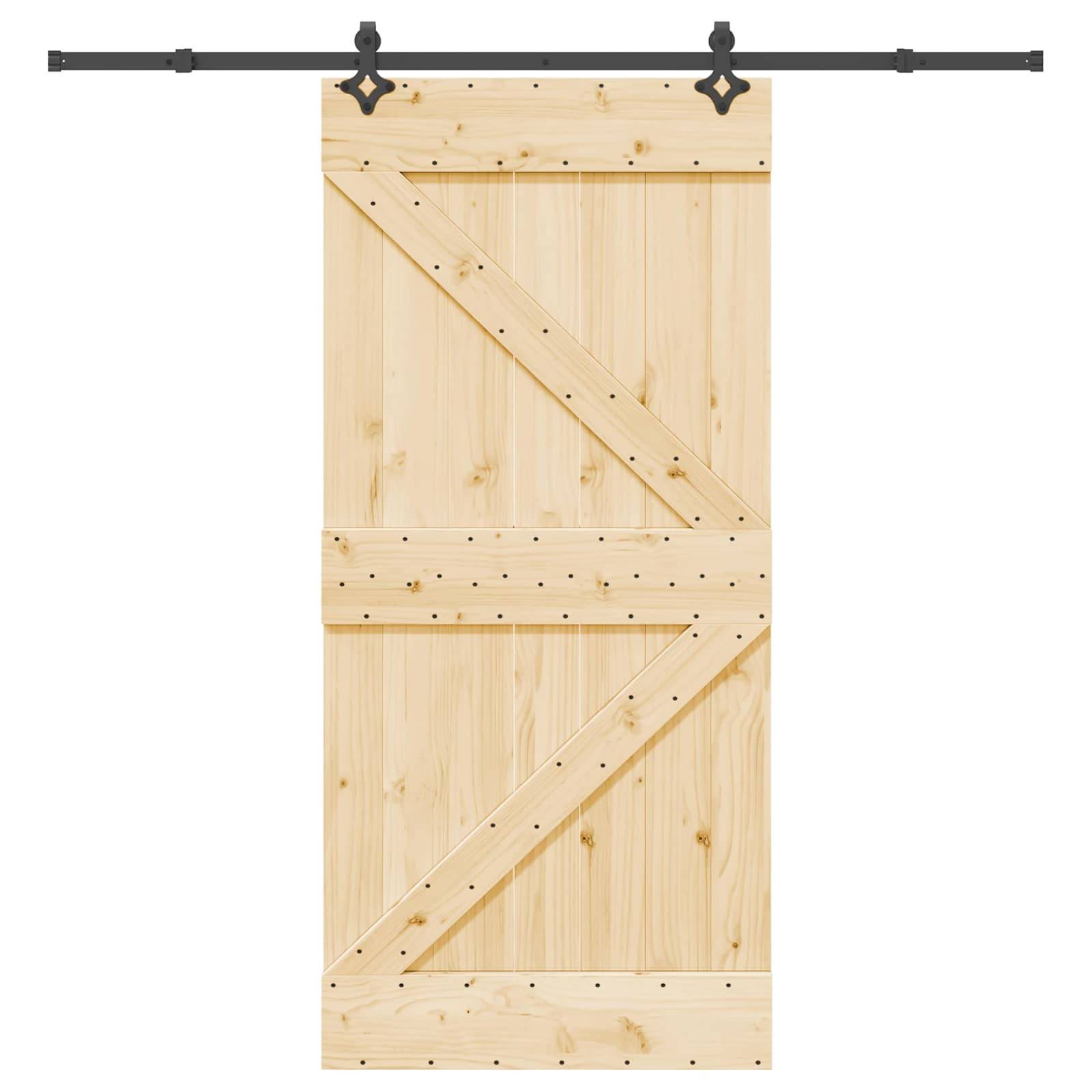 vidaXL Schiebetür NARVIK Natürlich und Schwarz 95 x 210 cm (213,5 cm)
