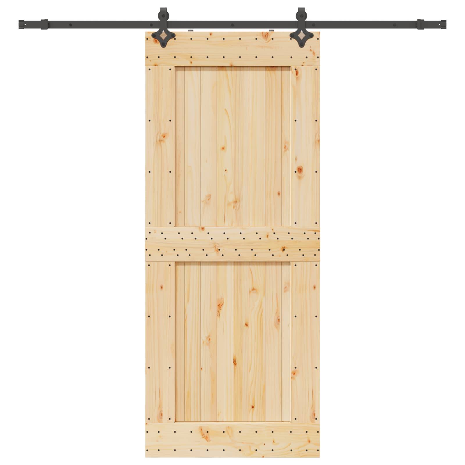 vidaXL Schiebetür NARVIK Natürlich und Schwarz 95 x 210 cm (213,5 cm)