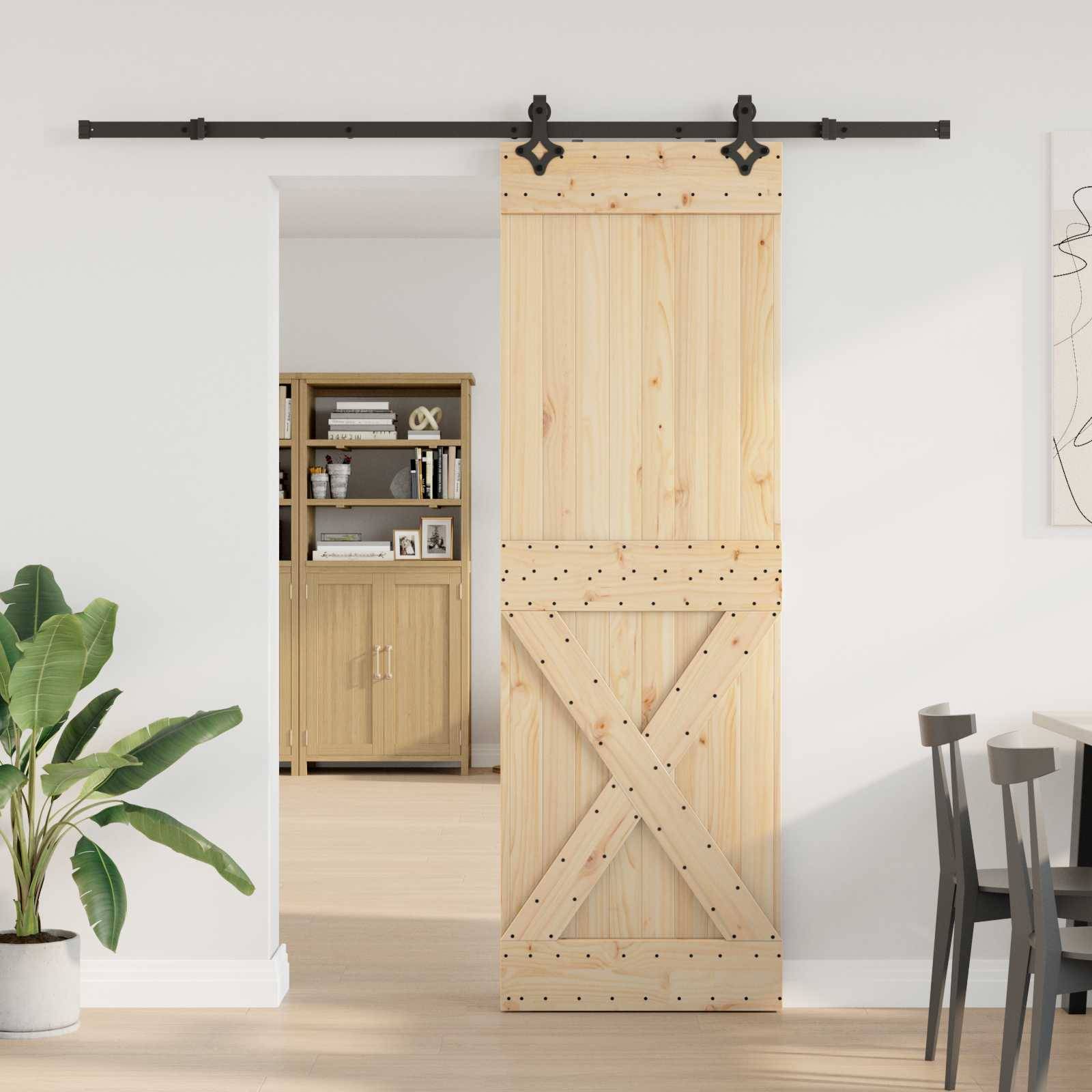 vidaXL Schiebetür NARVIK Natürlich und Schwarz 70 x 210 cm (213,5 cm)