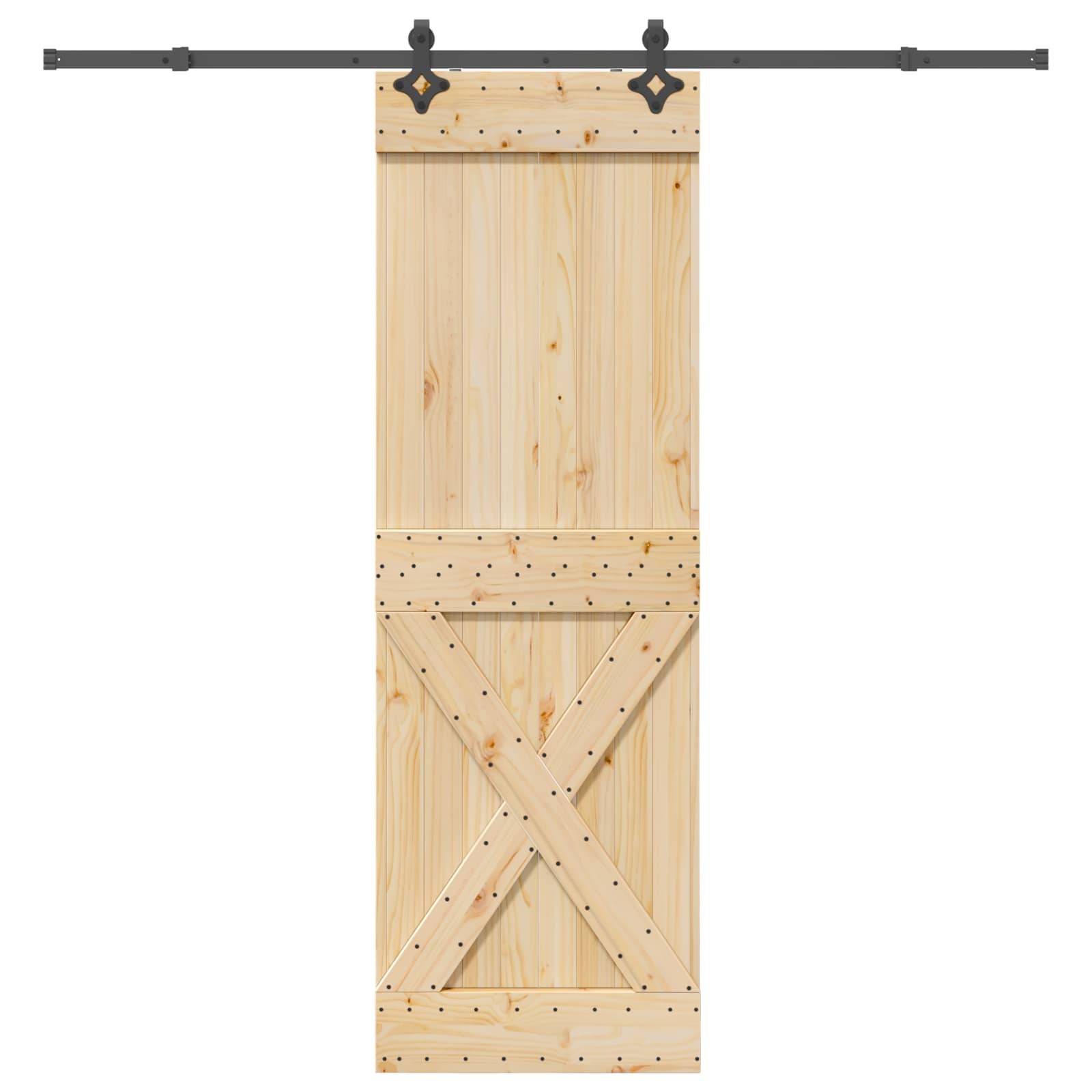 vidaXL Schiebetür NARVIK Natürlich und Schwarz 70 x 210 cm (213,5 cm)