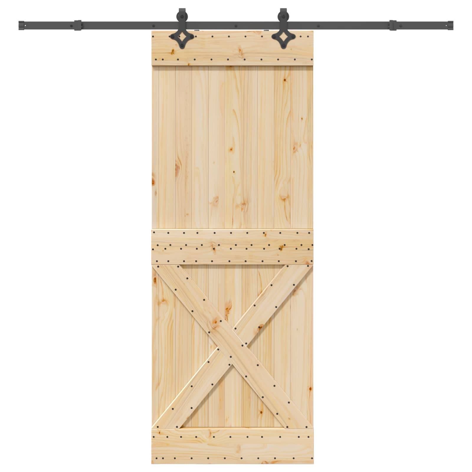 vidaXL Schiebetür NARVIK Natürlich und Schwarz 85 x 210 cm (213,5 cm)