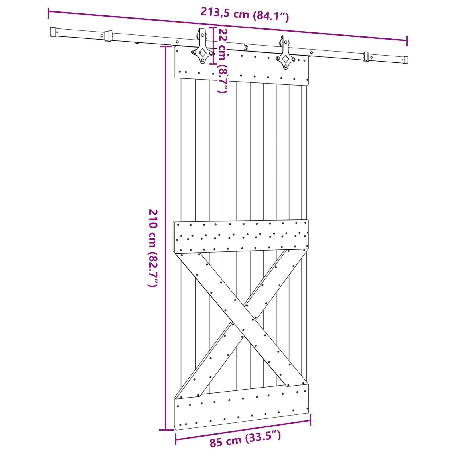 vidaXL Schiebetür NARVIK Natürlich und Schwarz 85 x 210 cm (213,5 cm)