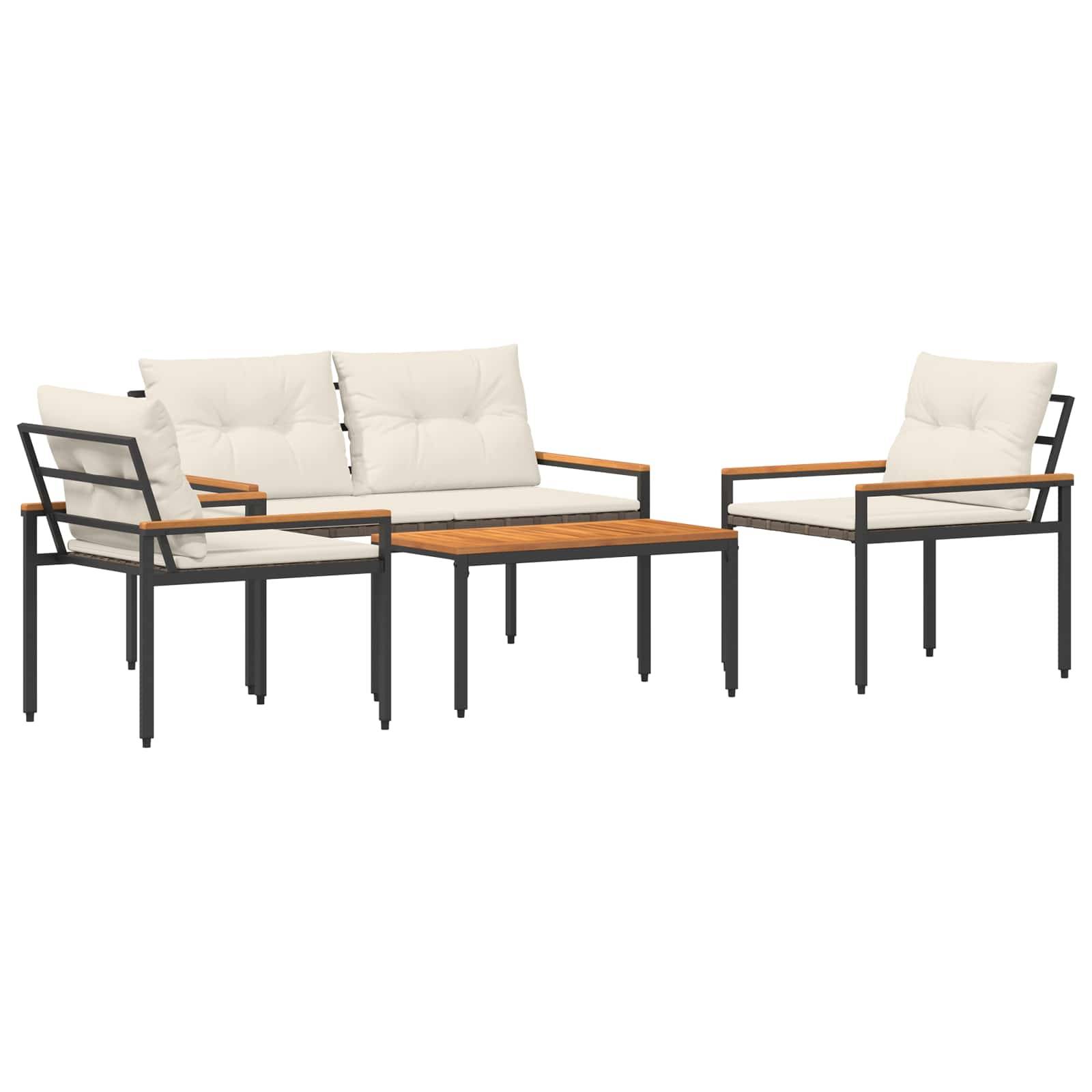 vidaXL Gartenmöbel-Set 4 pcs Cremeweiß Poly-Rattan