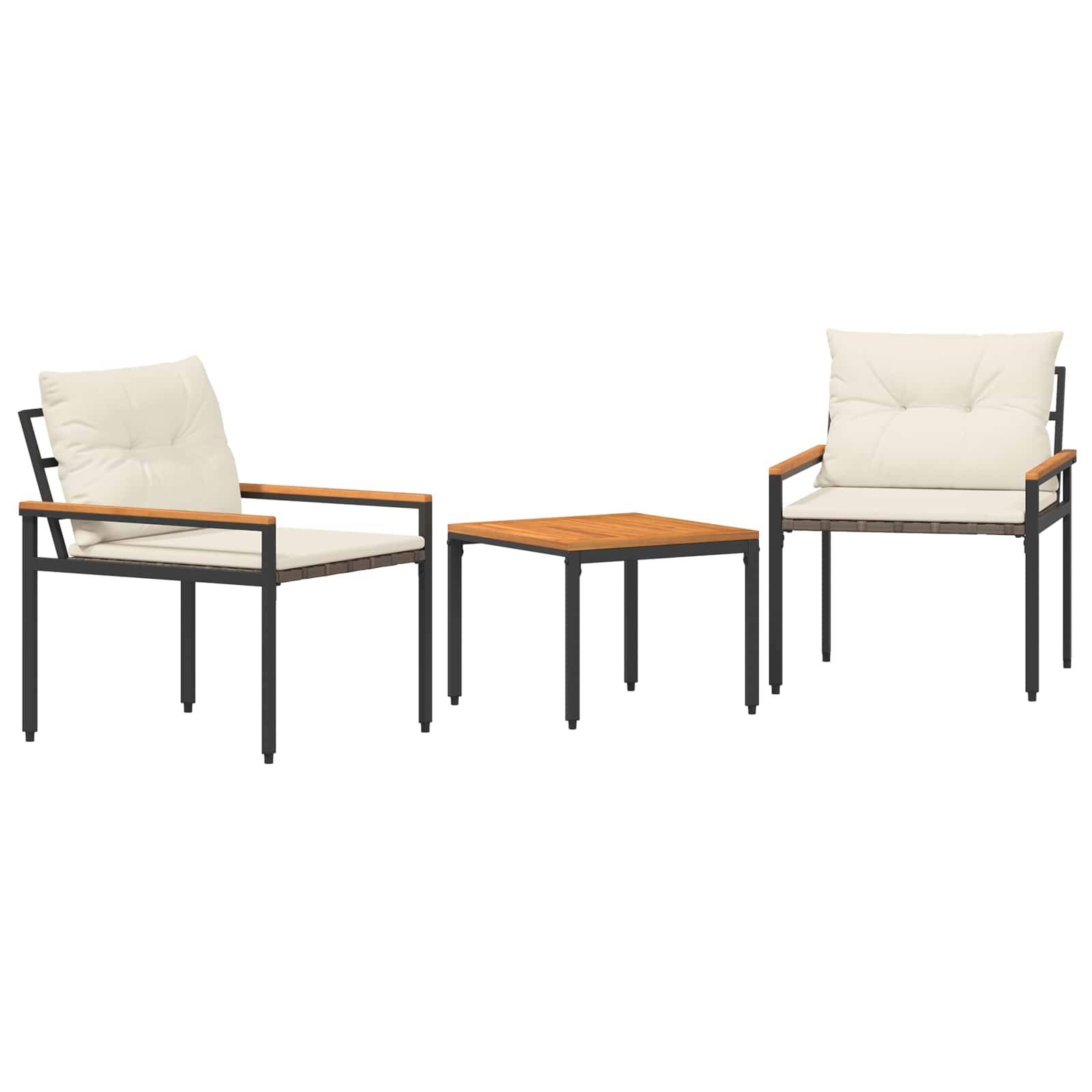 vidaXL Gartenmöbel-Set 3 pcs Cremeweiß Poly-Rattan