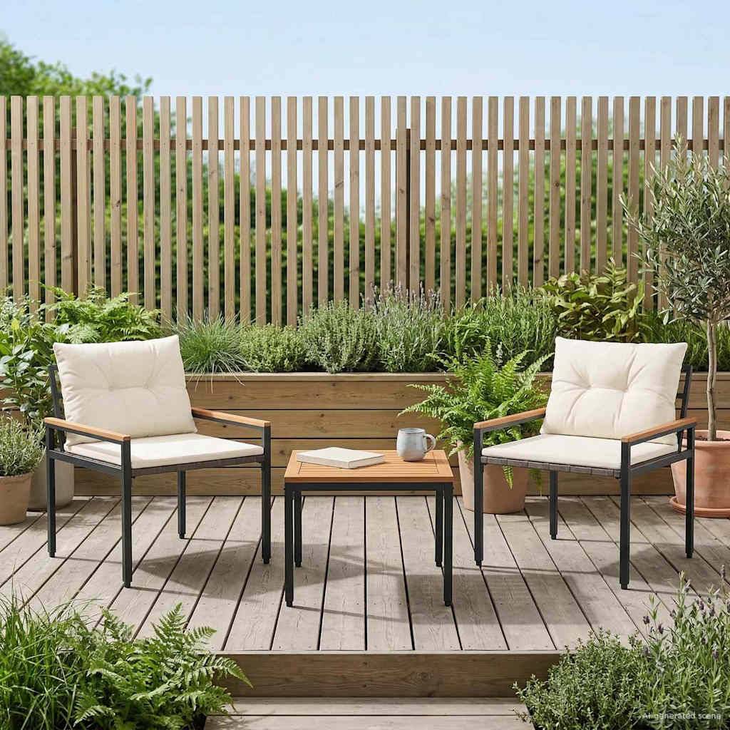 vidaXL Gartenmöbel-Set 3 pcs Cremeweiß Poly-Rattan
