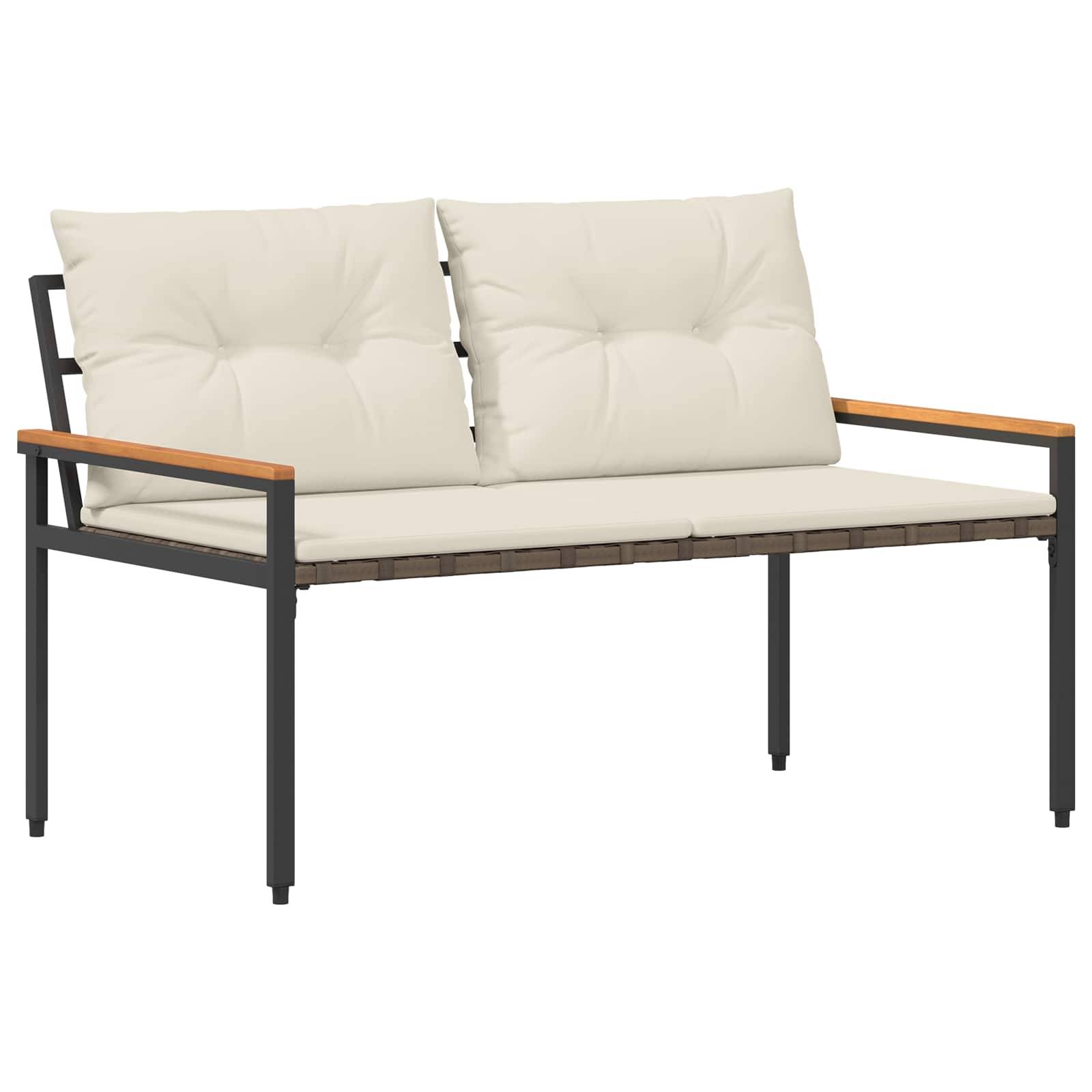 vidaXL Bank Outdoor 2 -Seater 116 x 67,5 x 72 cm Poly-Rattan Cremeweiß