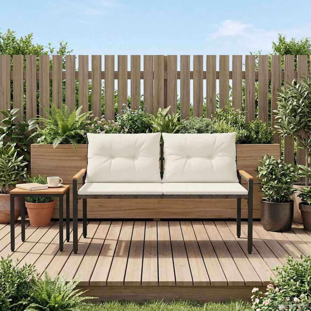 vidaXL Bank Outdoor 2 -Seater 116 x 67,5 x 72 cm Poly-Rattan Cremeweiß