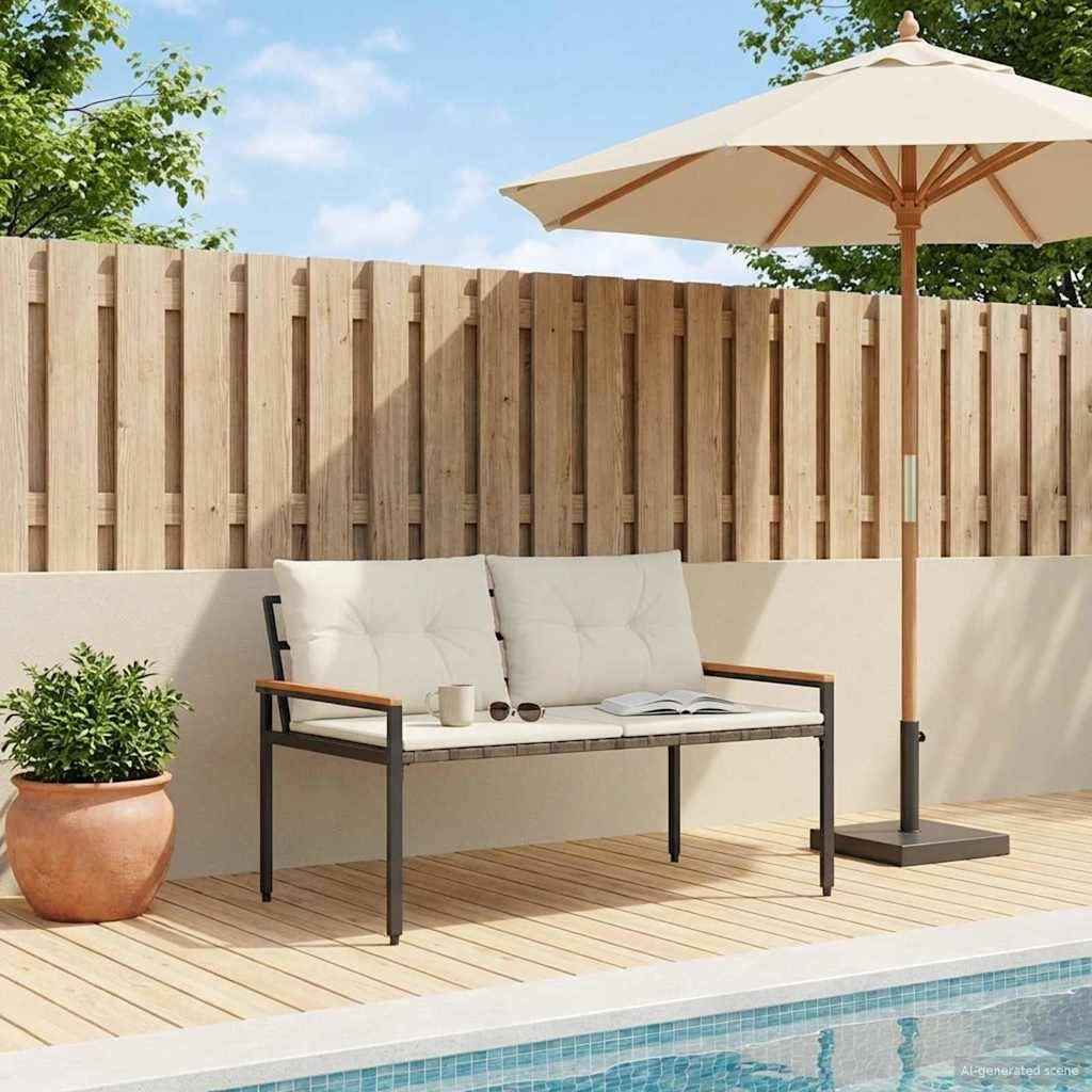 vidaXL Bank Outdoor 2 -Seater 116 x 67,5 x 72 cm Poly-Rattan Cremeweiß