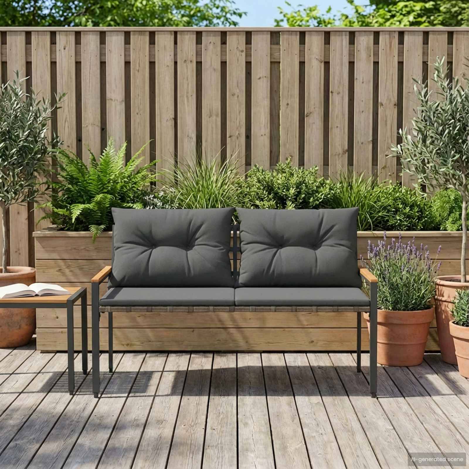 vidaXL Bank Outdoor 2 -Seater 116 x 67,5 x 72 cm Poly-Rattan