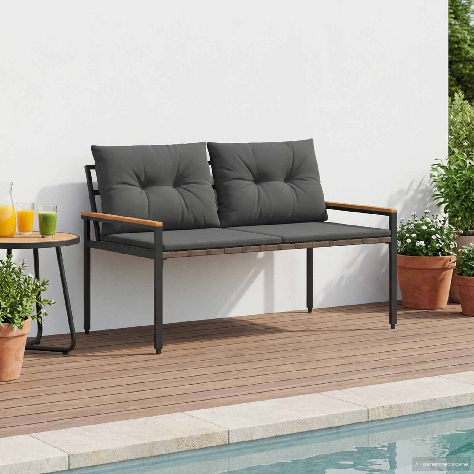 vidaXL Bank Outdoor 2 -Seater 116 x 67,5 x 72 cm Poly-Rattan