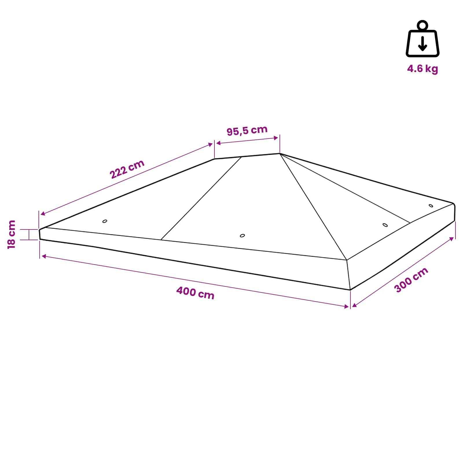 vidaXL Pavillon Abdeckung 300 x 400 cm Blau
