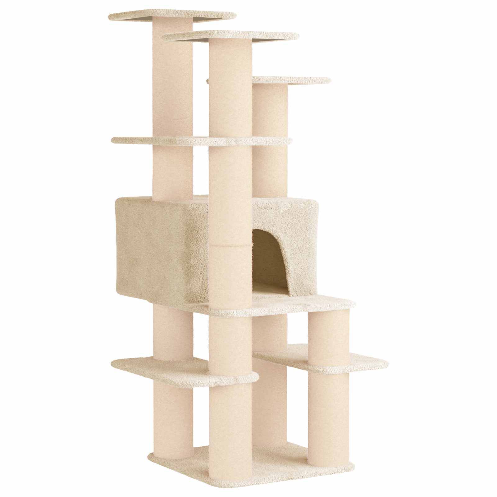 vidaXL Katzennbaum mit Sisal-Kratzsäulen Creme 161 cm