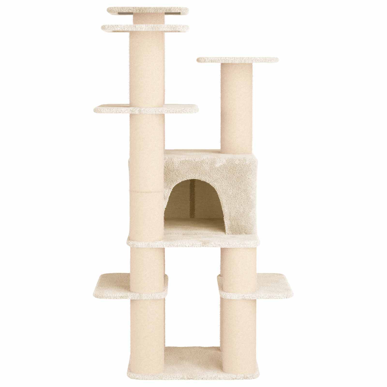 vidaXL Katzennbaum mit Sisal-Kratzsäulen Creme 161 cm