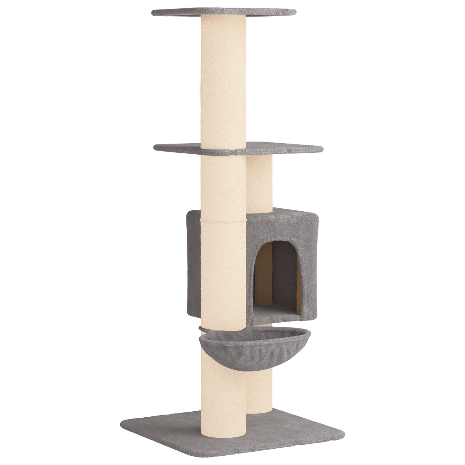 vidaXL Katzennbaum mit Sisal-Kratzsäulen Hellgrau 137 cm