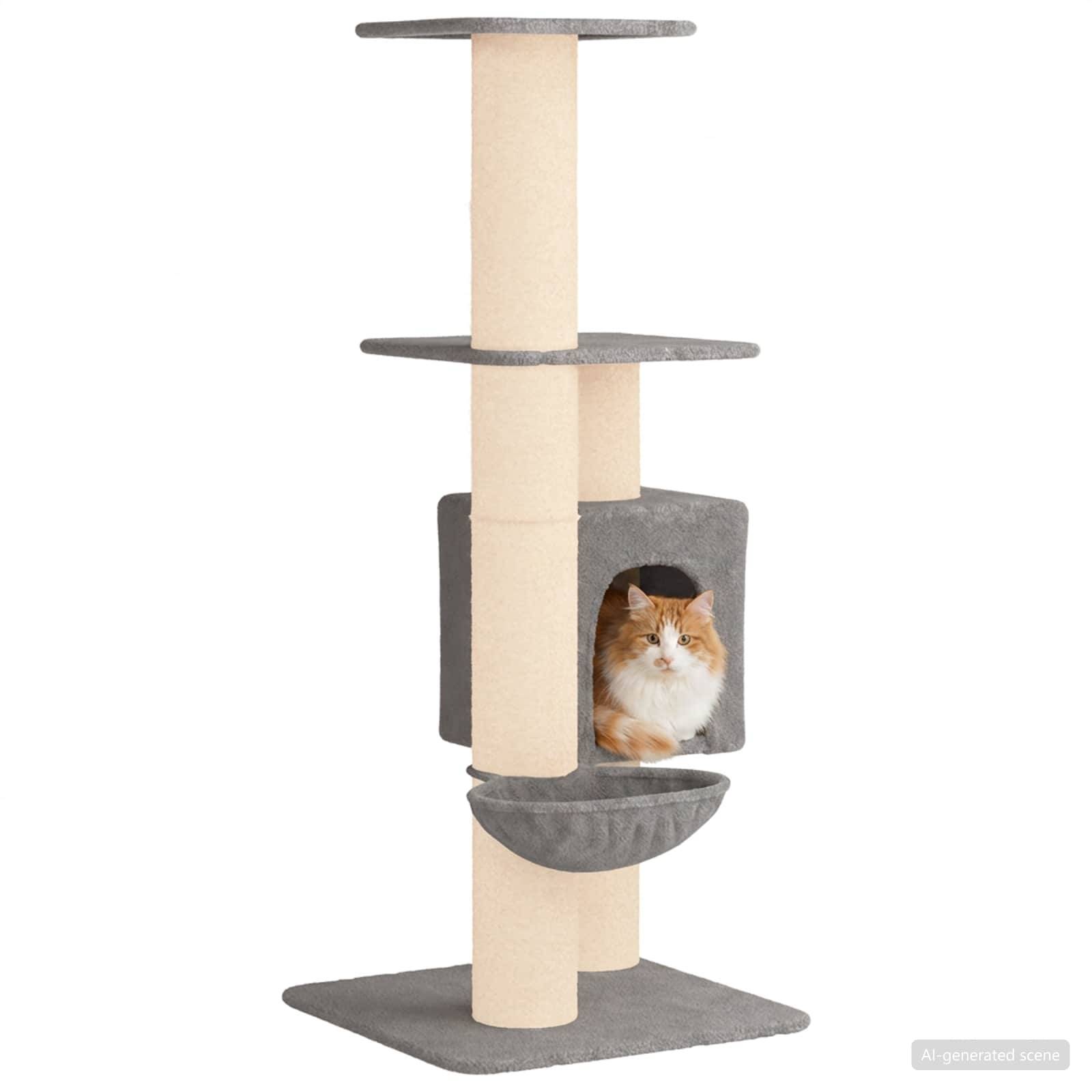 vidaXL Katzennbaum mit Sisal-Kratzsäulen Hellgrau 137 cm