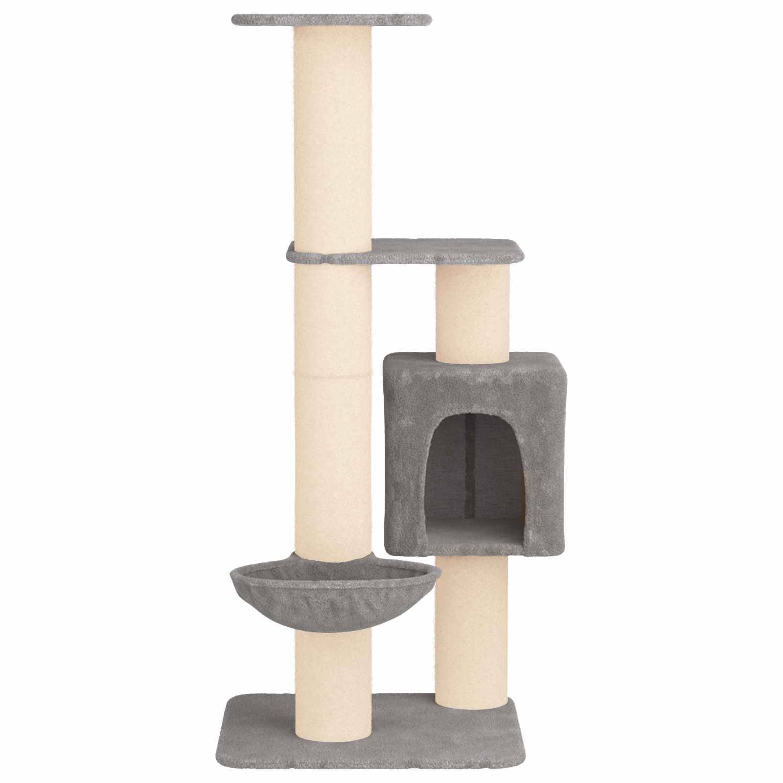 vidaXL Katzennbaum mit Sisal-Kratzsäulen Hellgrau 137 cm