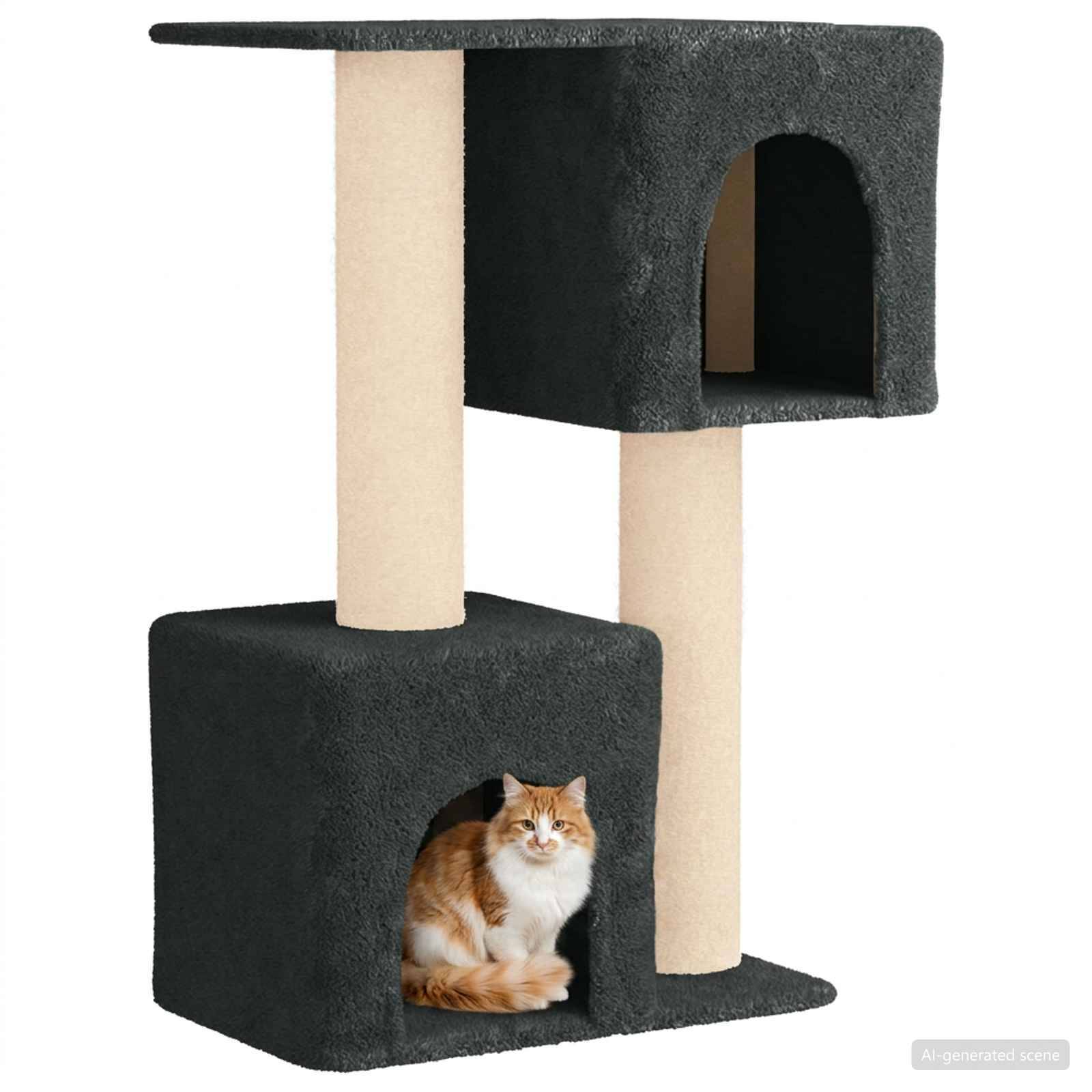 vidaXL Katzennbaum mit Sisal-Kratzsäulen Dunkelgrau 114 cm