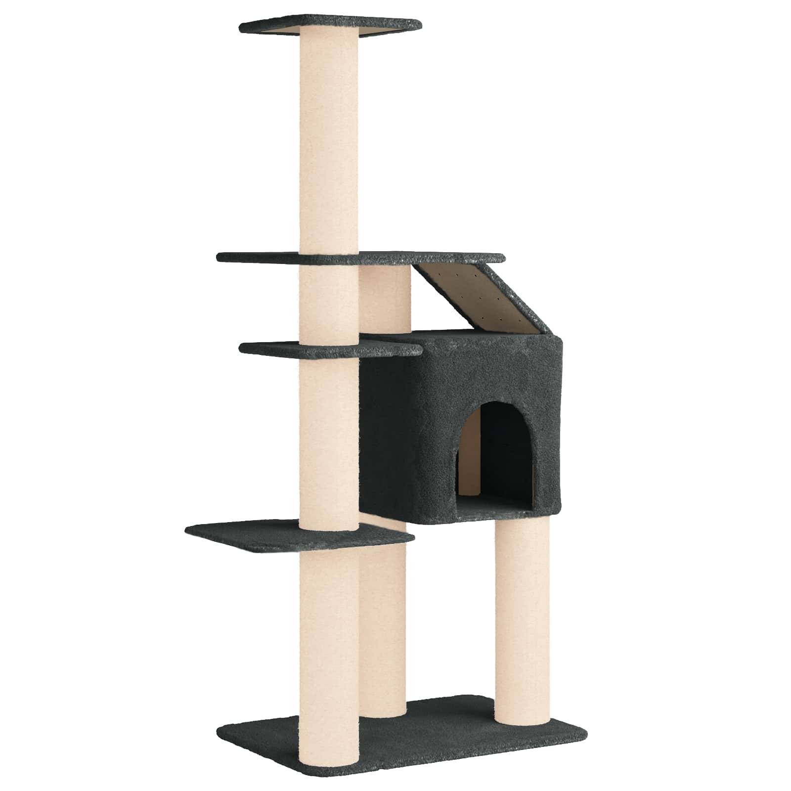 vidaXL Katzennbaum mit Sisal-Kratzsäulen Dunkelgrau 183 cm