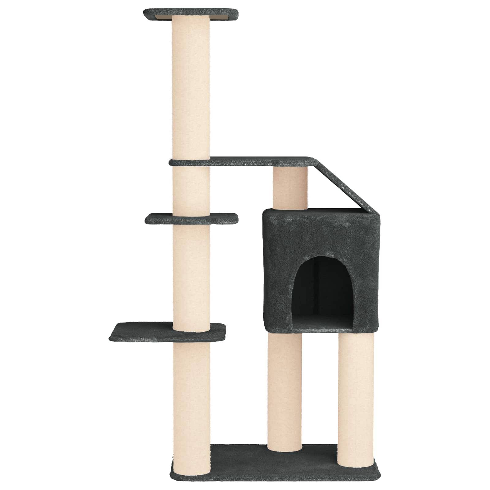 vidaXL Katzennbaum mit Sisal-Kratzsäulen Dunkelgrau 183 cm