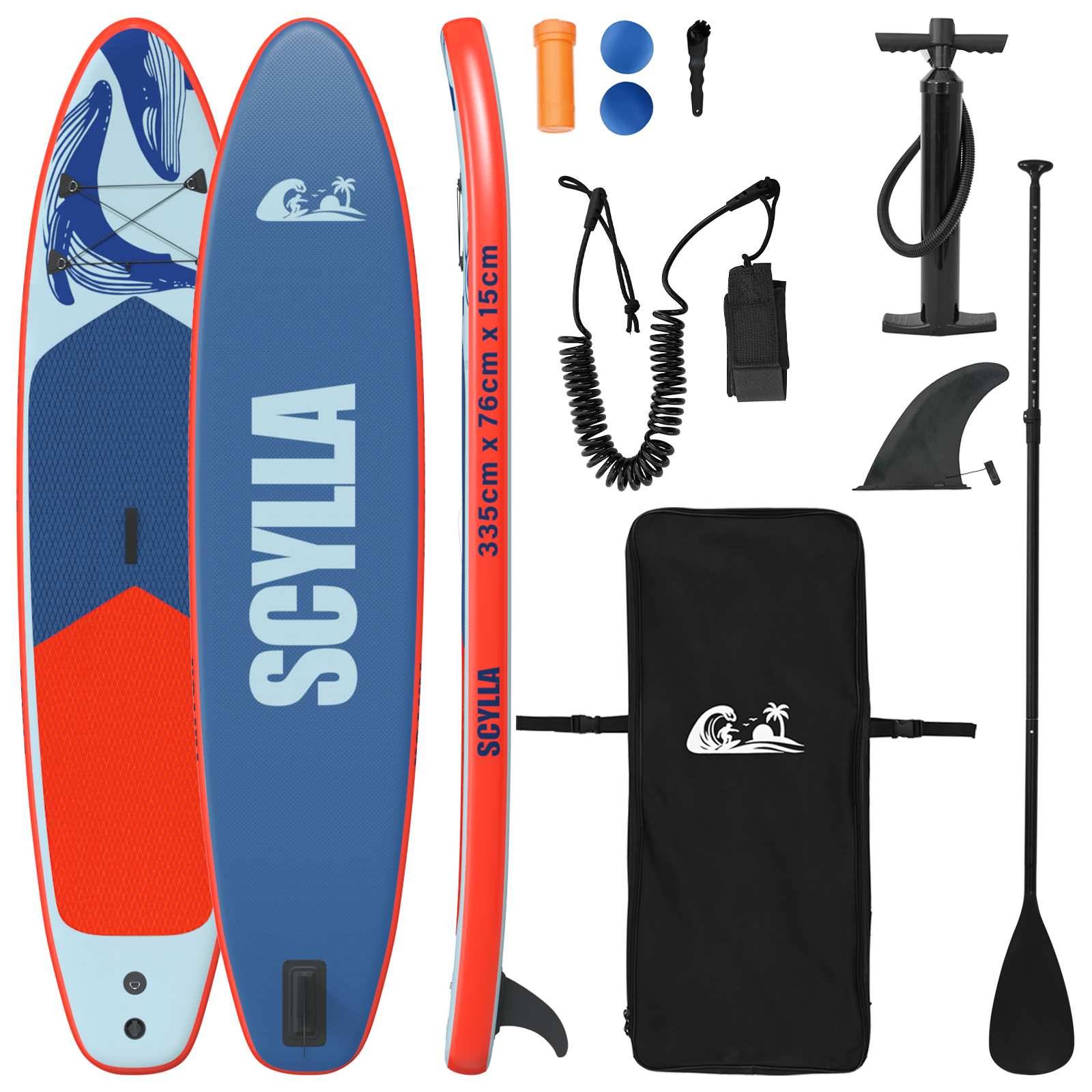 vidaXL Aufblasbares Stand Up Paddle Board SCYLLA 335 x 76 x 15 cm Blau