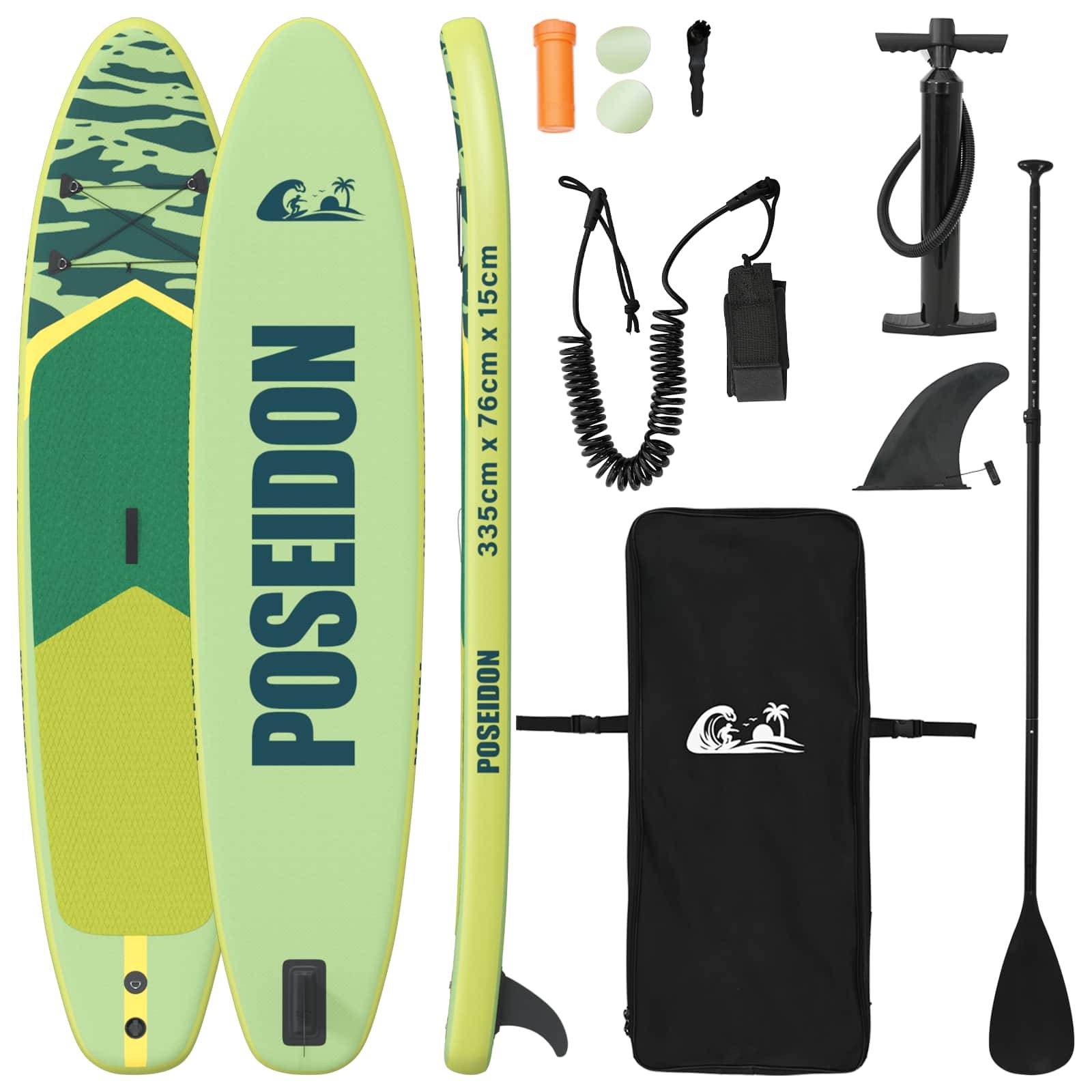 vidaXL Aufblasbares Stand-Up-Paddle-Board POSEIDON Grün PVC