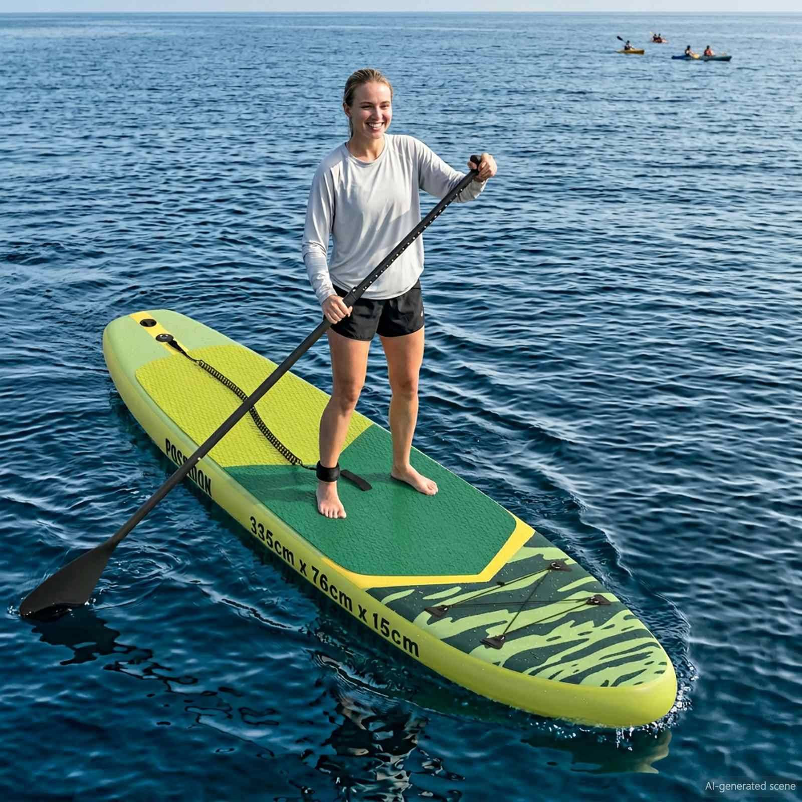 vidaXL Aufblasbares Stand-Up-Paddle-Board POSEIDON Grün PVC