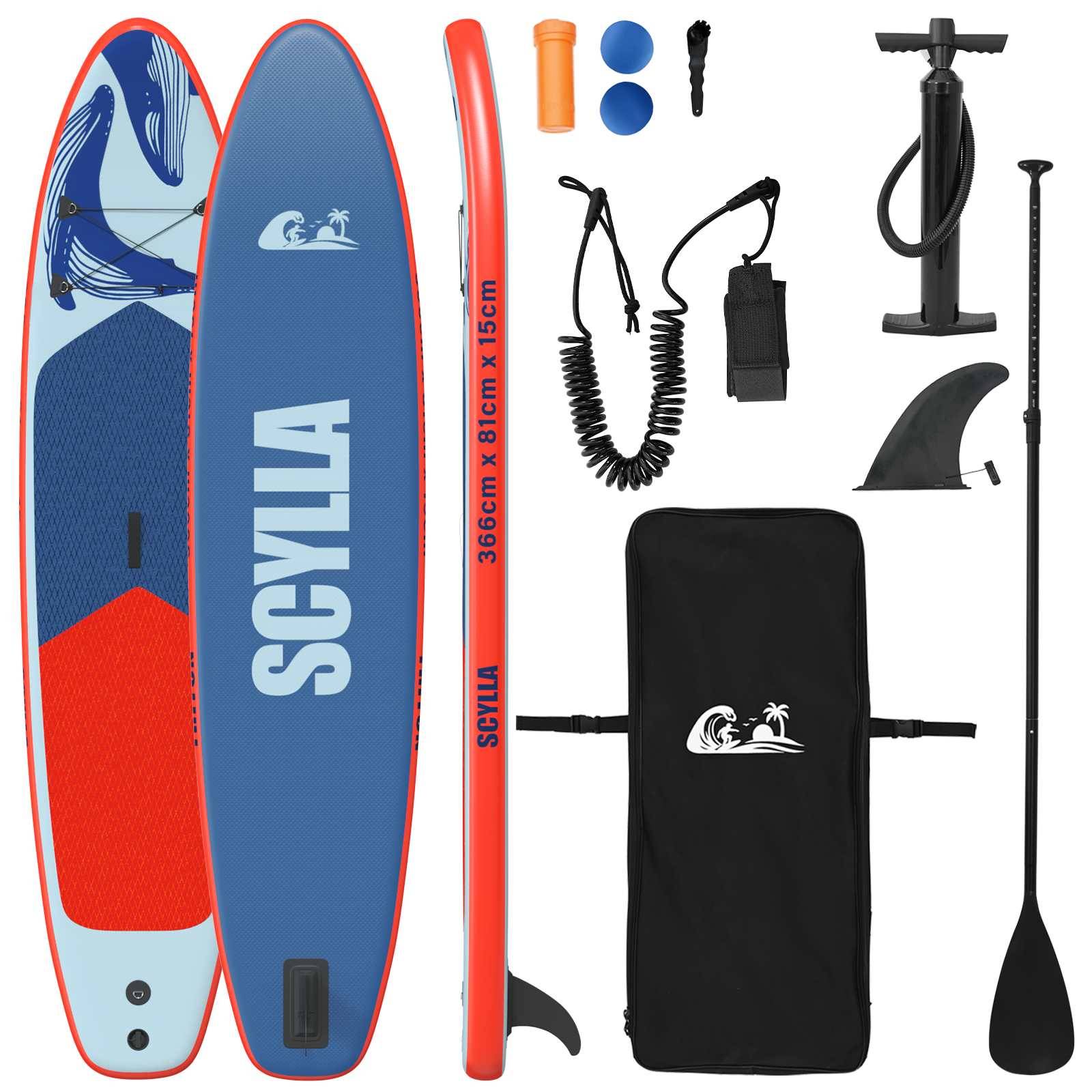 vidaXL Aufblasbares Stand Up Paddle Board SCYLLA 366 x 81 x 15 cm Blau