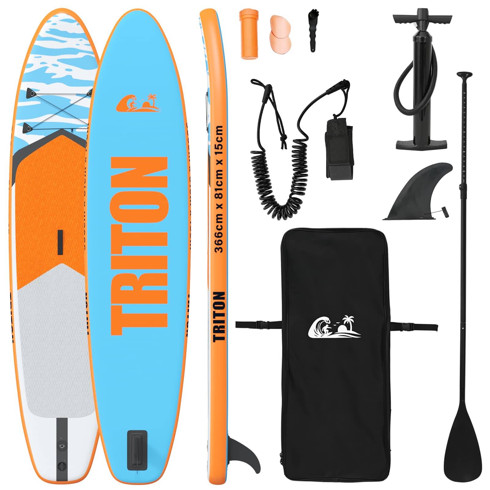 vidaXL Aufblasbares Stand-Up-Paddleboard TRITON 366 x 81 x 15 cm Blau