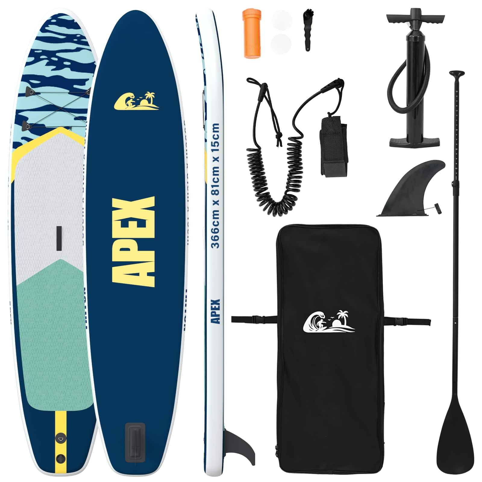 vidaXL Aufblasbares Stand Up Paddle Board APEX 366 x 81 x 15 cm Blau