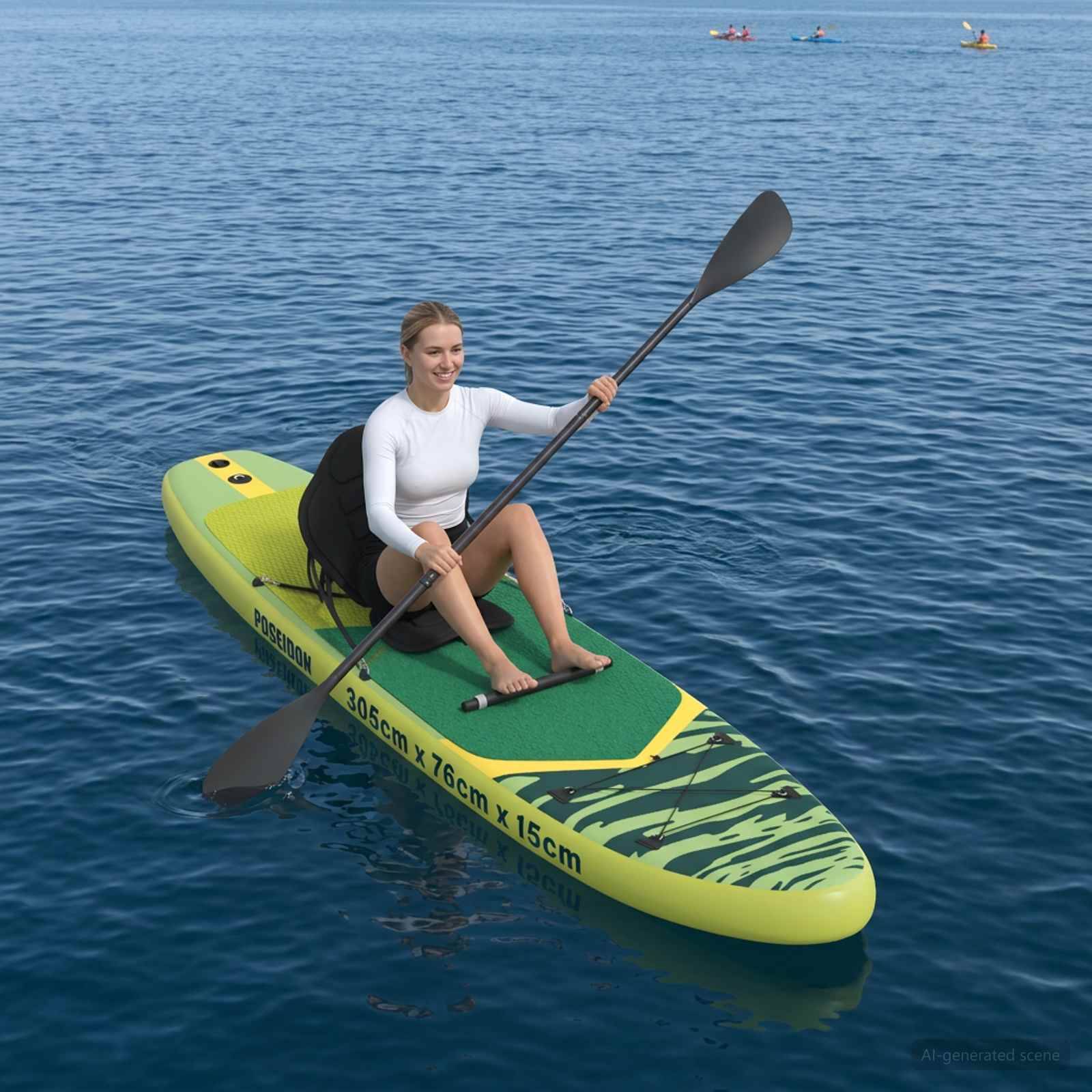 vidaXL SUP Board mit Sitz 2-in-1 POSEIDON 305 x 76 x 15 cm Grün für