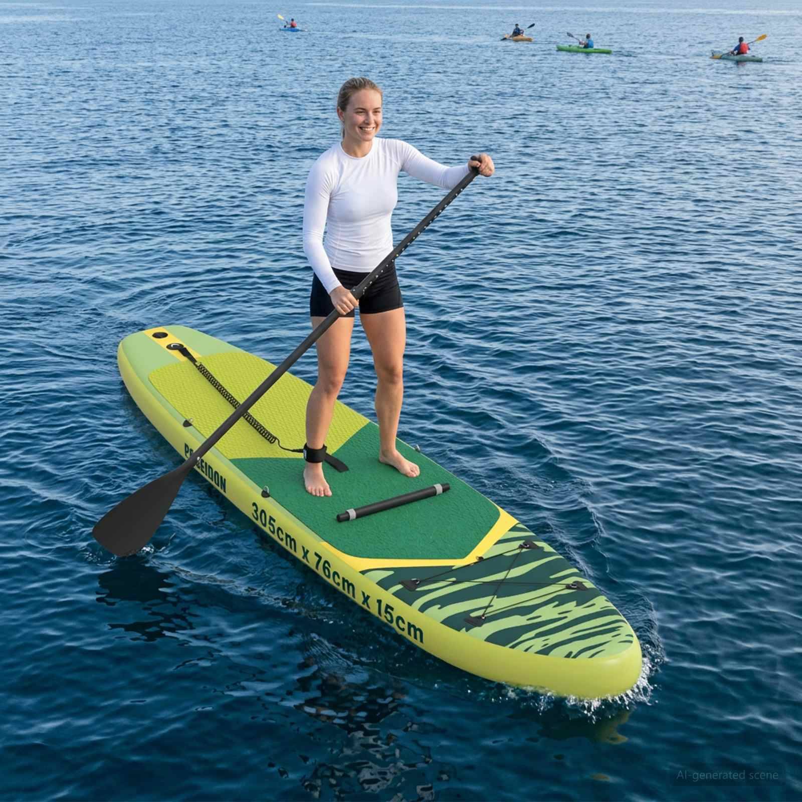 vidaXL SUP Board mit Sitz 2-in-1 POSEIDON 305 x 76 x 15 cm Grün für