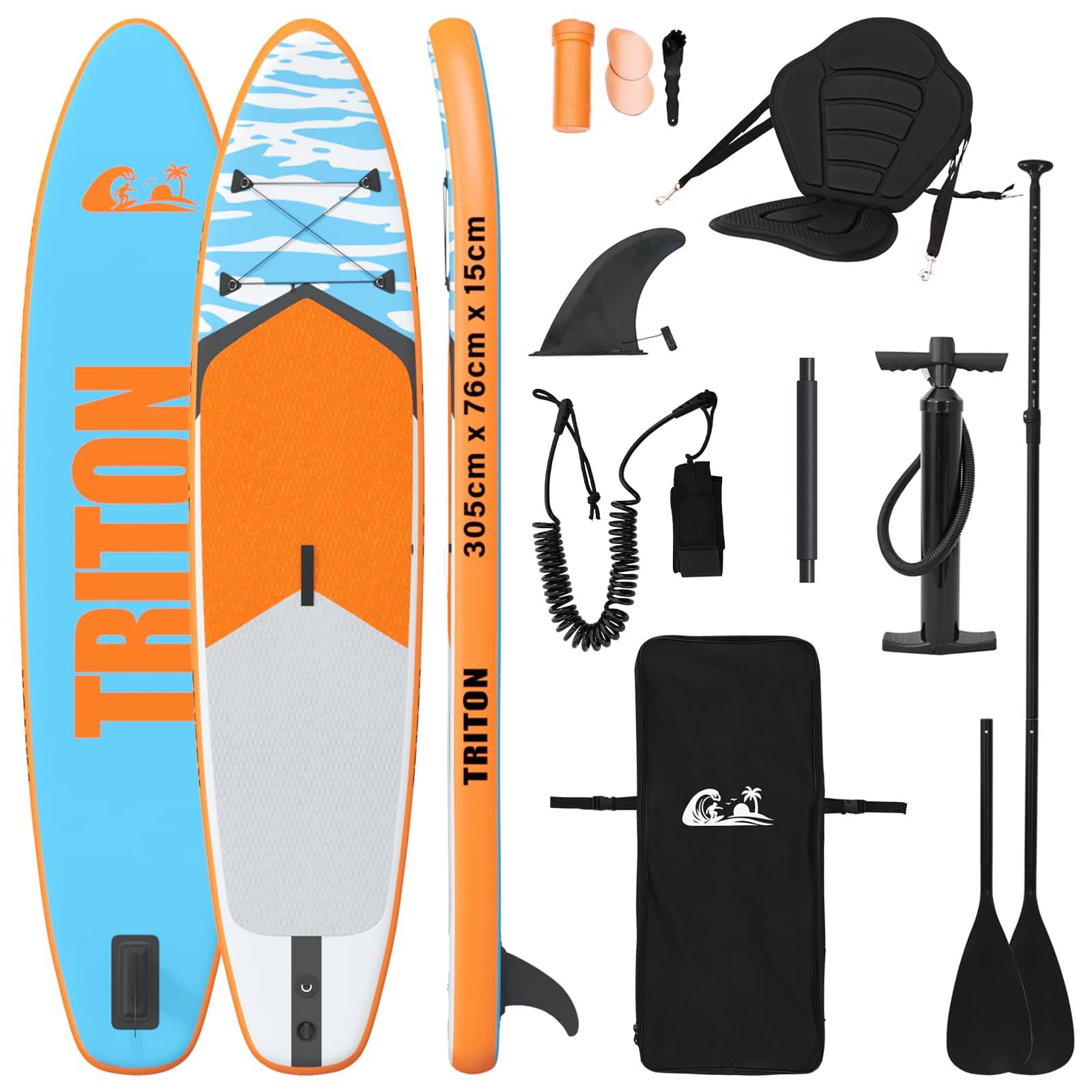 vidaXL SUP Board mit Sitz 2-in-1 TRITON 305 x 76 x 15 cm Blau für