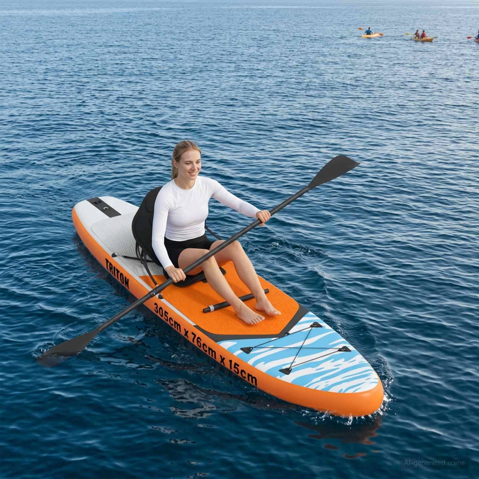 vidaXL SUP Board mit Sitz 2-in-1 TRITON 305 x 76 x 15 cm Blau für