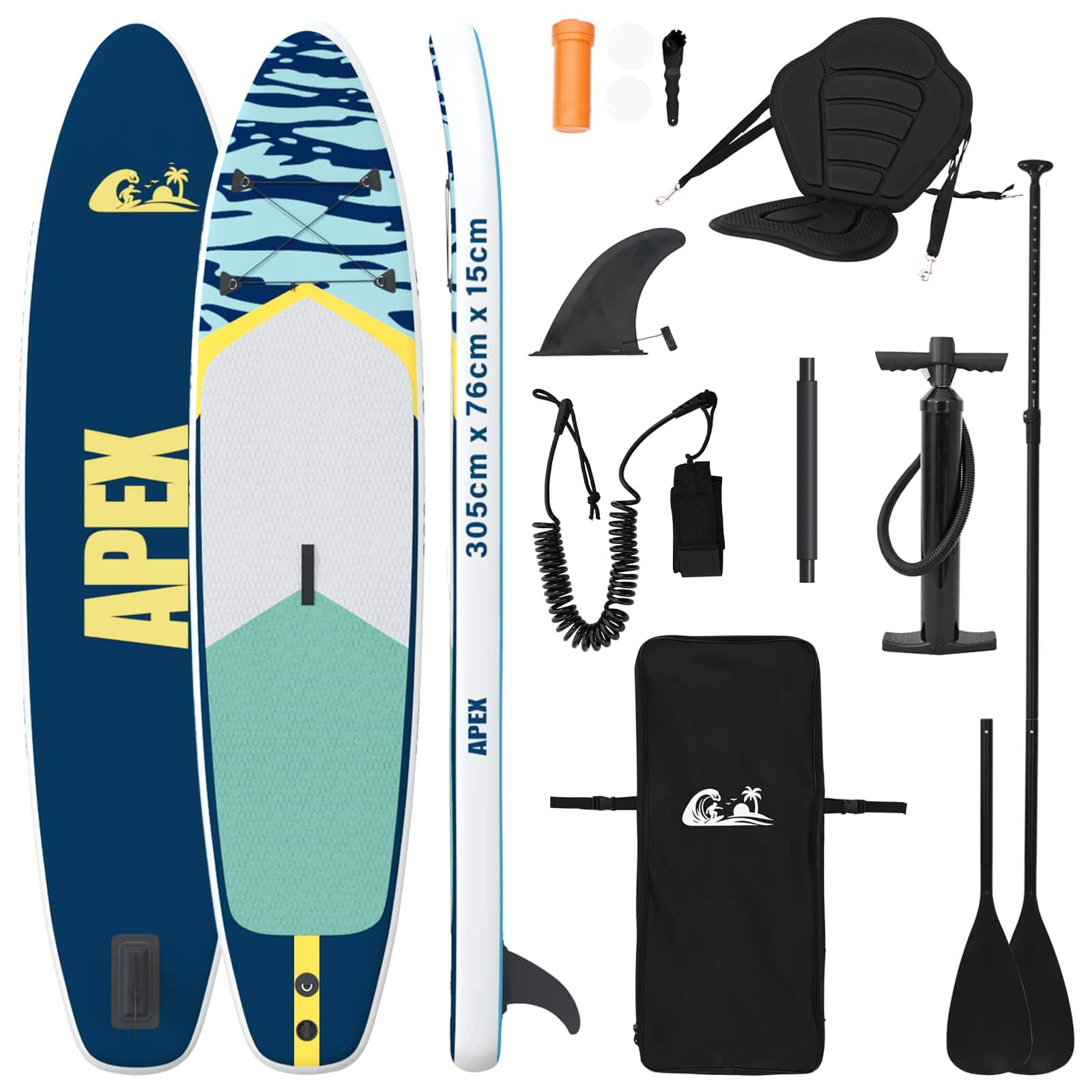 vidaXL SUP Board mit Sitz 2-in-1 APEX 305 x 76 x 15 cm Blau für