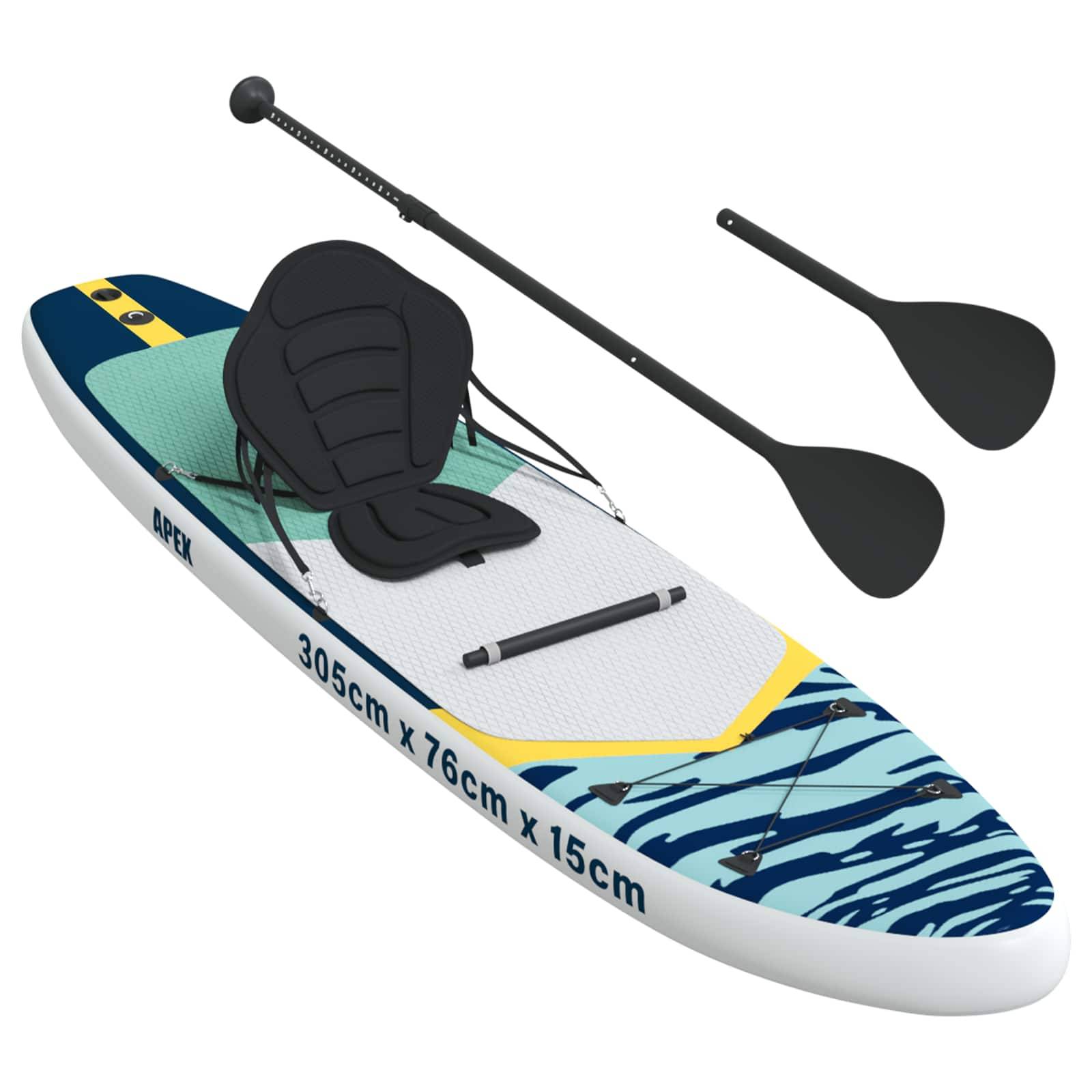 vidaXL SUP Board mit Sitz 2-in-1 APEX 305 x 76 x 15 cm Blau für