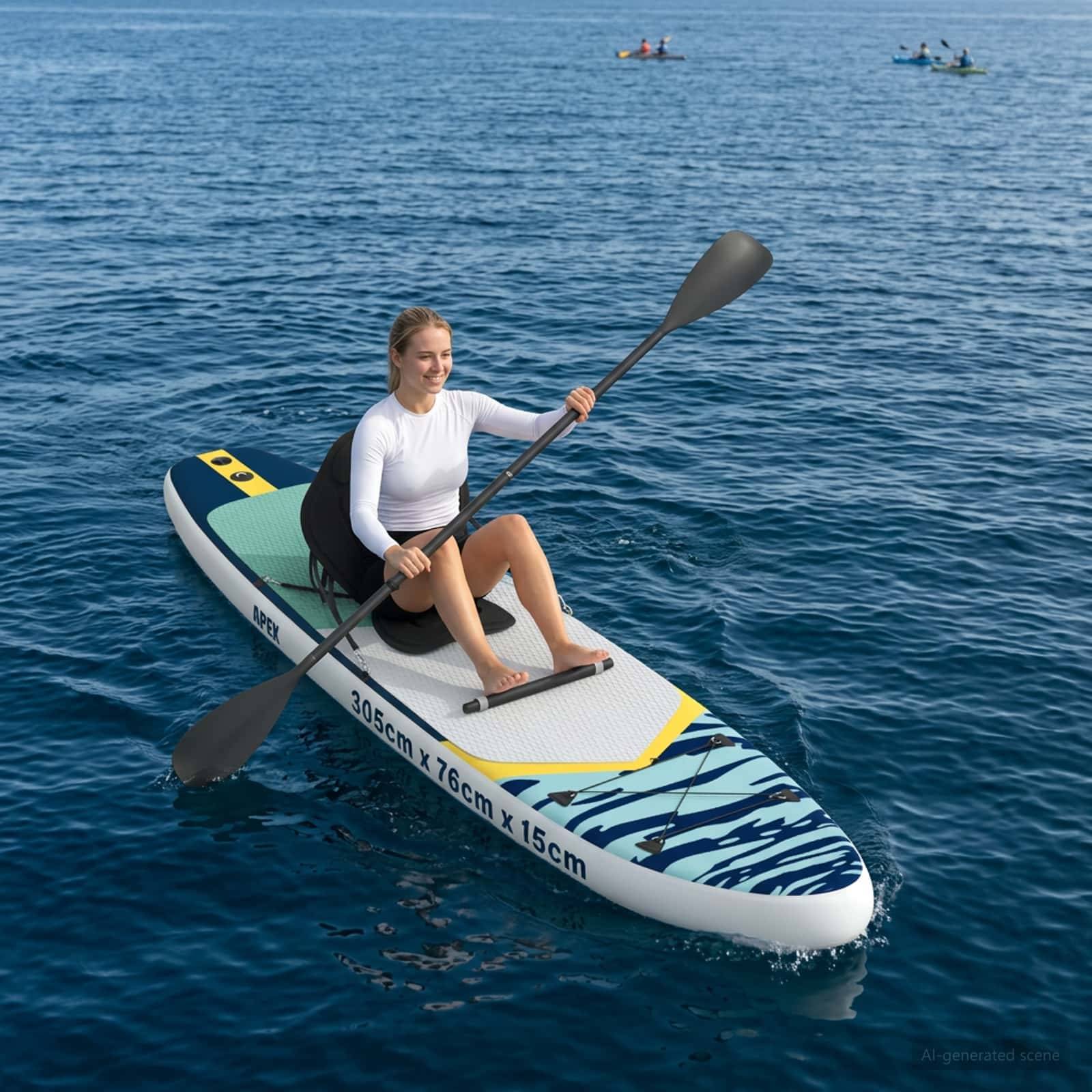 vidaXL SUP Board mit Sitz 2-in-1 APEX 305 x 76 x 15 cm Blau für