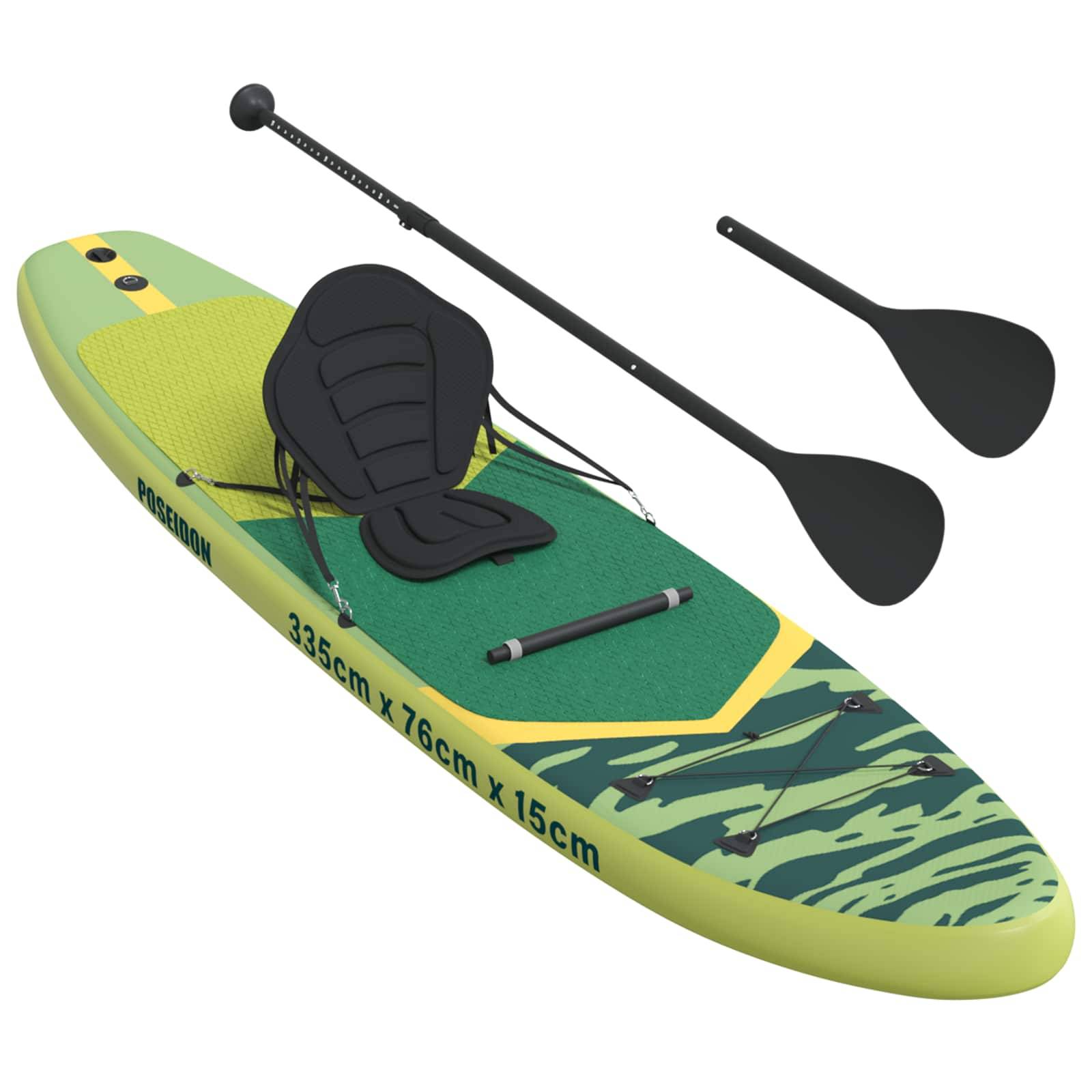 vidaXL SUP Board mit Sitz 2-in-1 POSEIDON 335 x 76 x 15 cm Grün für
