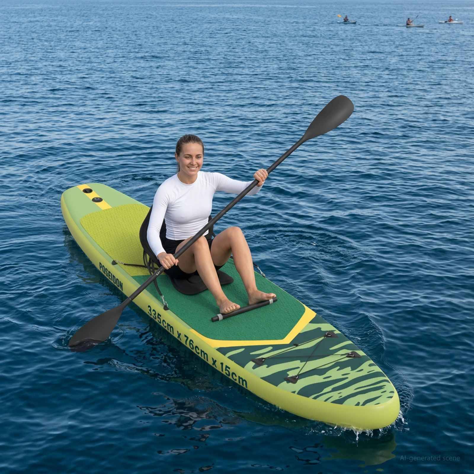 vidaXL SUP Board mit Sitz 2-in-1 POSEIDON 335 x 76 x 15 cm Grün für