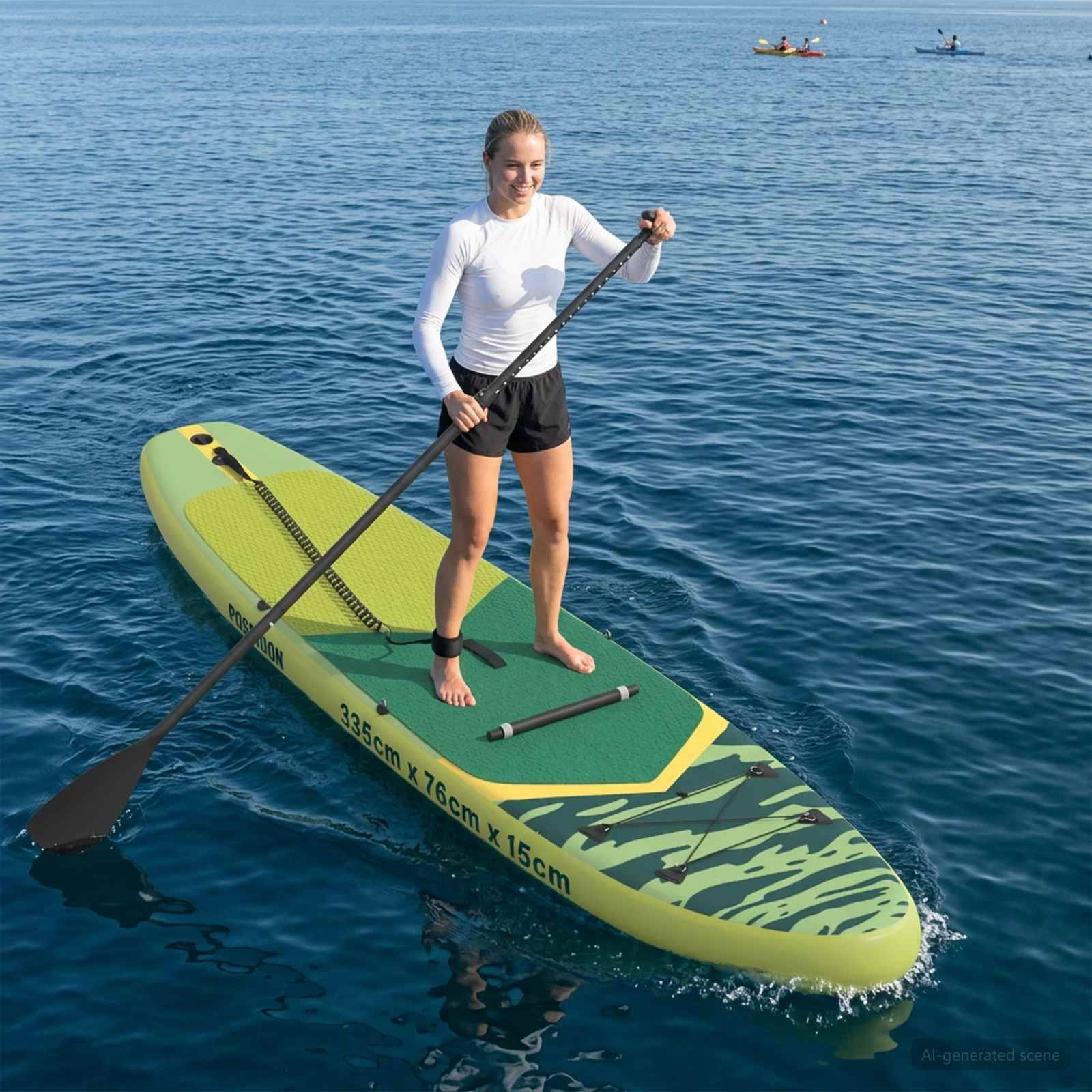 vidaXL SUP Board mit Sitz 2-in-1 POSEIDON 335 x 76 x 15 cm Grün für