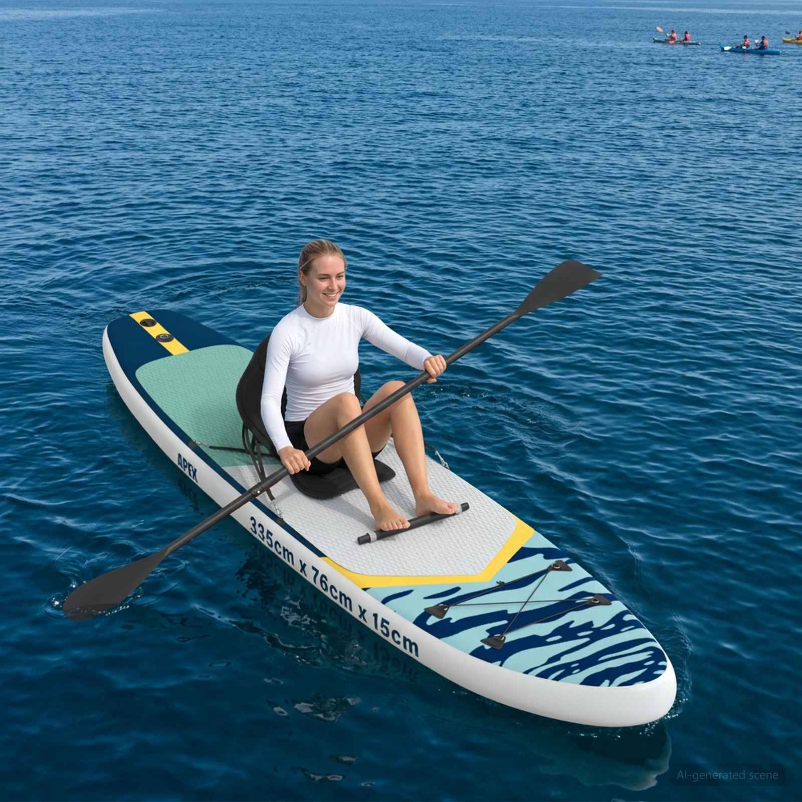 vidaXL SUP Board mit Sitz 2-in-1 APEX 335 x 76 x 15 cm Blau für