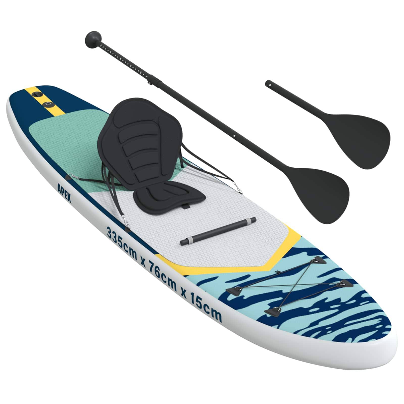 vidaXL SUP Board mit Sitz 2-in-1 APEX 335 x 76 x 15 cm Blau für