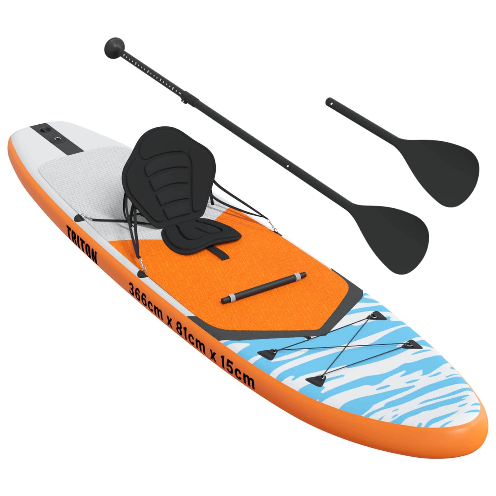 vidaXL SUP Board mit Sitz 2-in-1 TRITON 366 x 81 x 15 cm Blau für