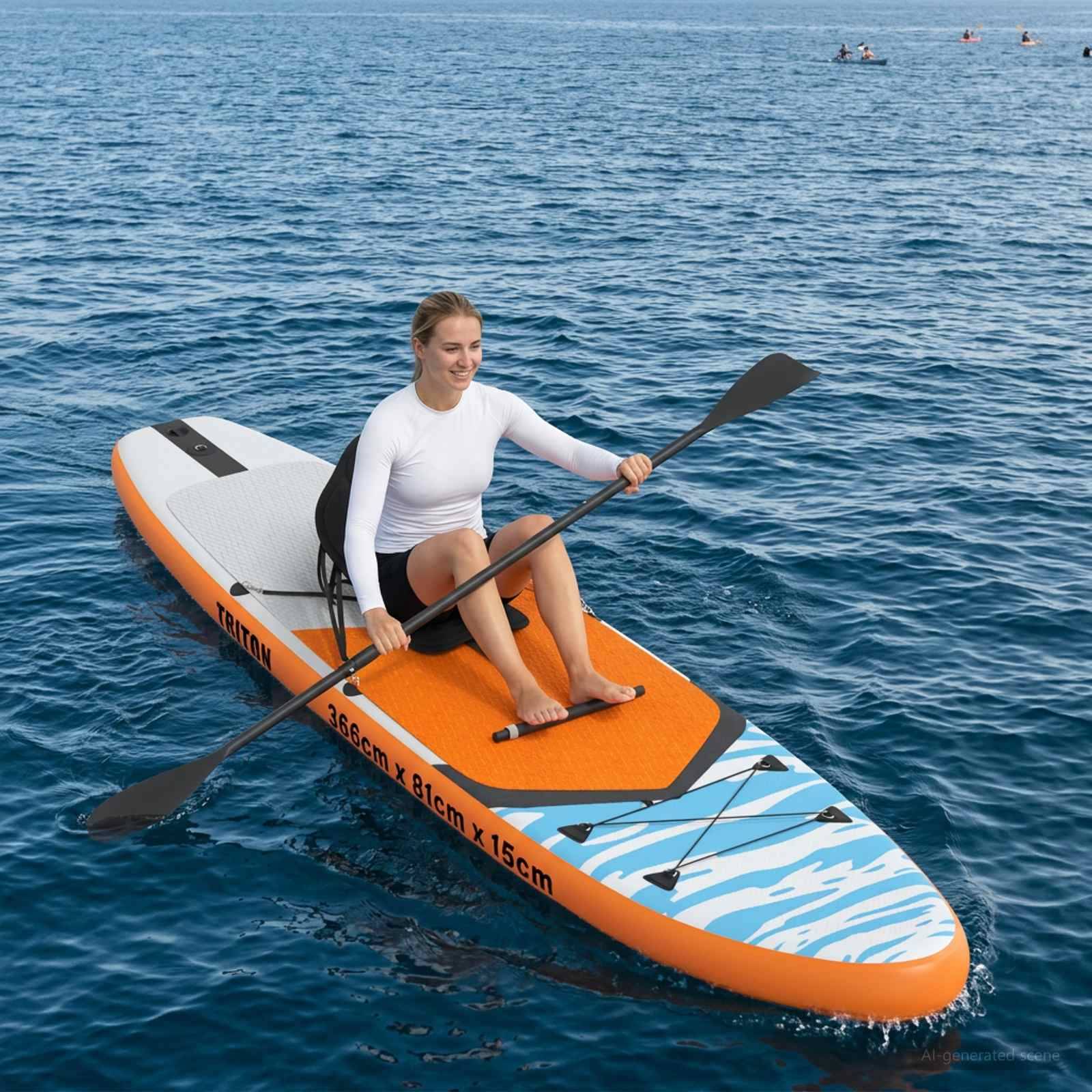 vidaXL SUP Board mit Sitz 2-in-1 TRITON 366 x 81 x 15 cm Blau für