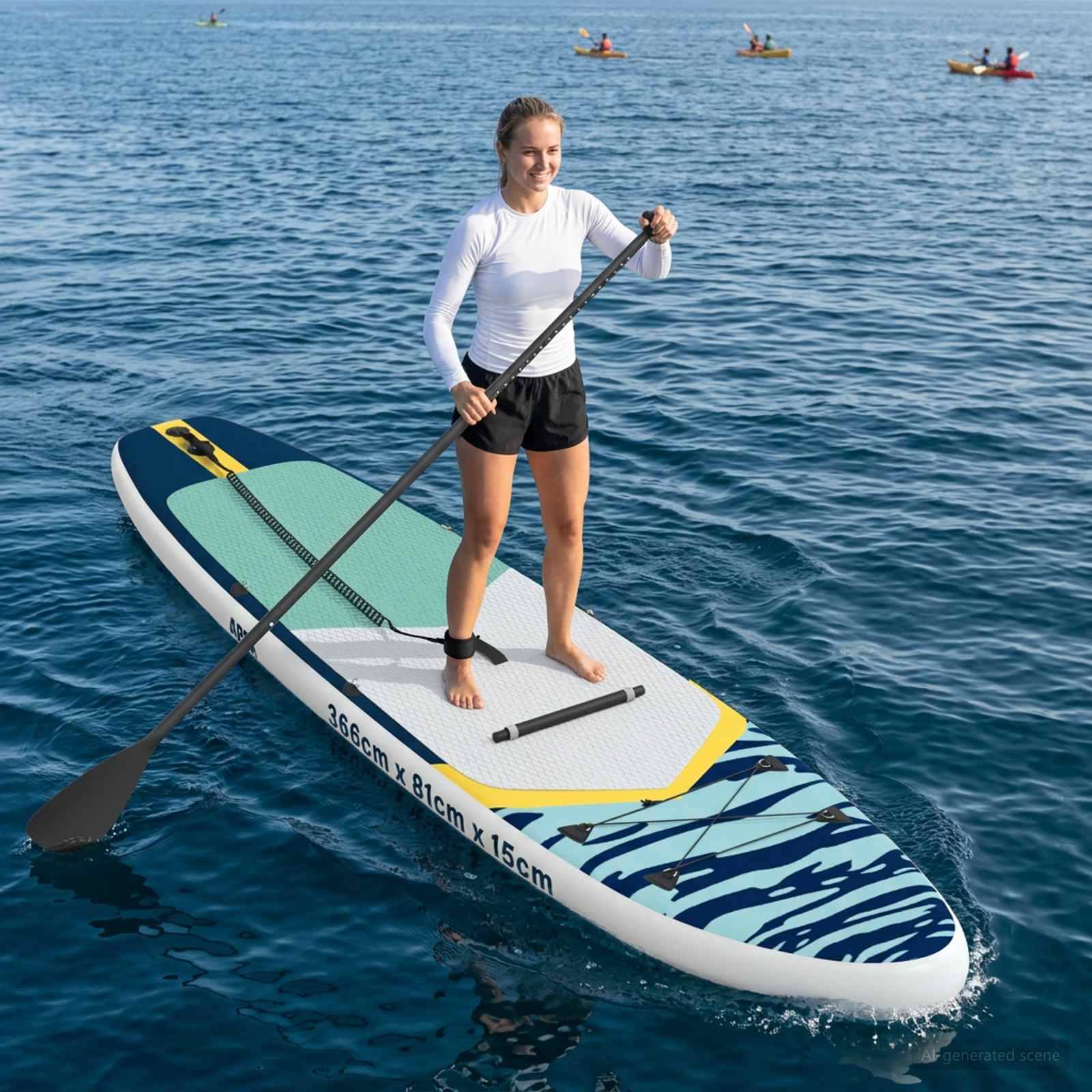 vidaXL SUP Board mit Sitz 2-in-1 APEX 366 x 81 x 15 cm Blau für