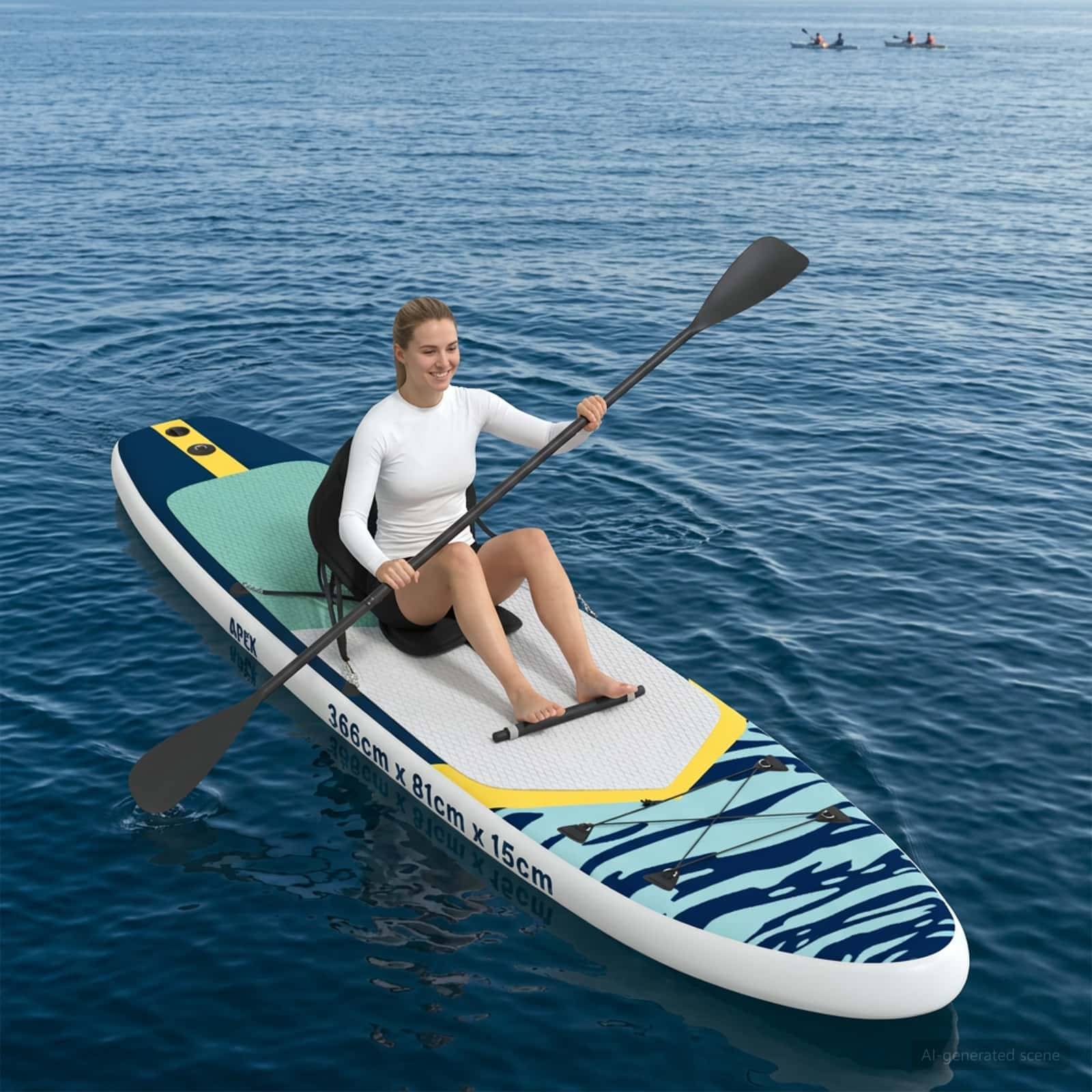 vidaXL SUP Board mit Sitz 2-in-1 APEX 366 x 81 x 15 cm Blau für