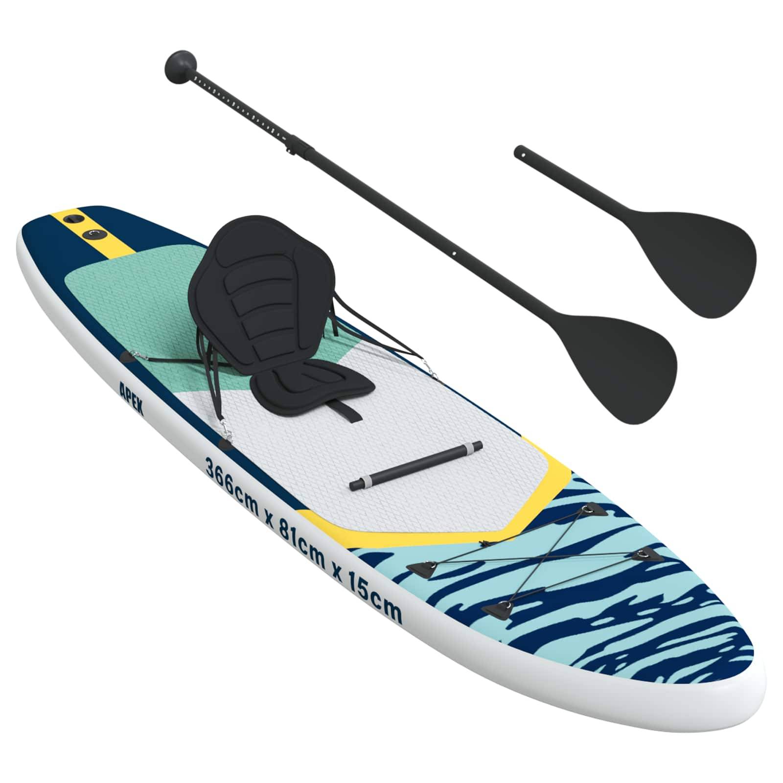 vidaXL SUP Board mit Sitz 2-in-1 APEX 366 x 81 x 15 cm Blau für