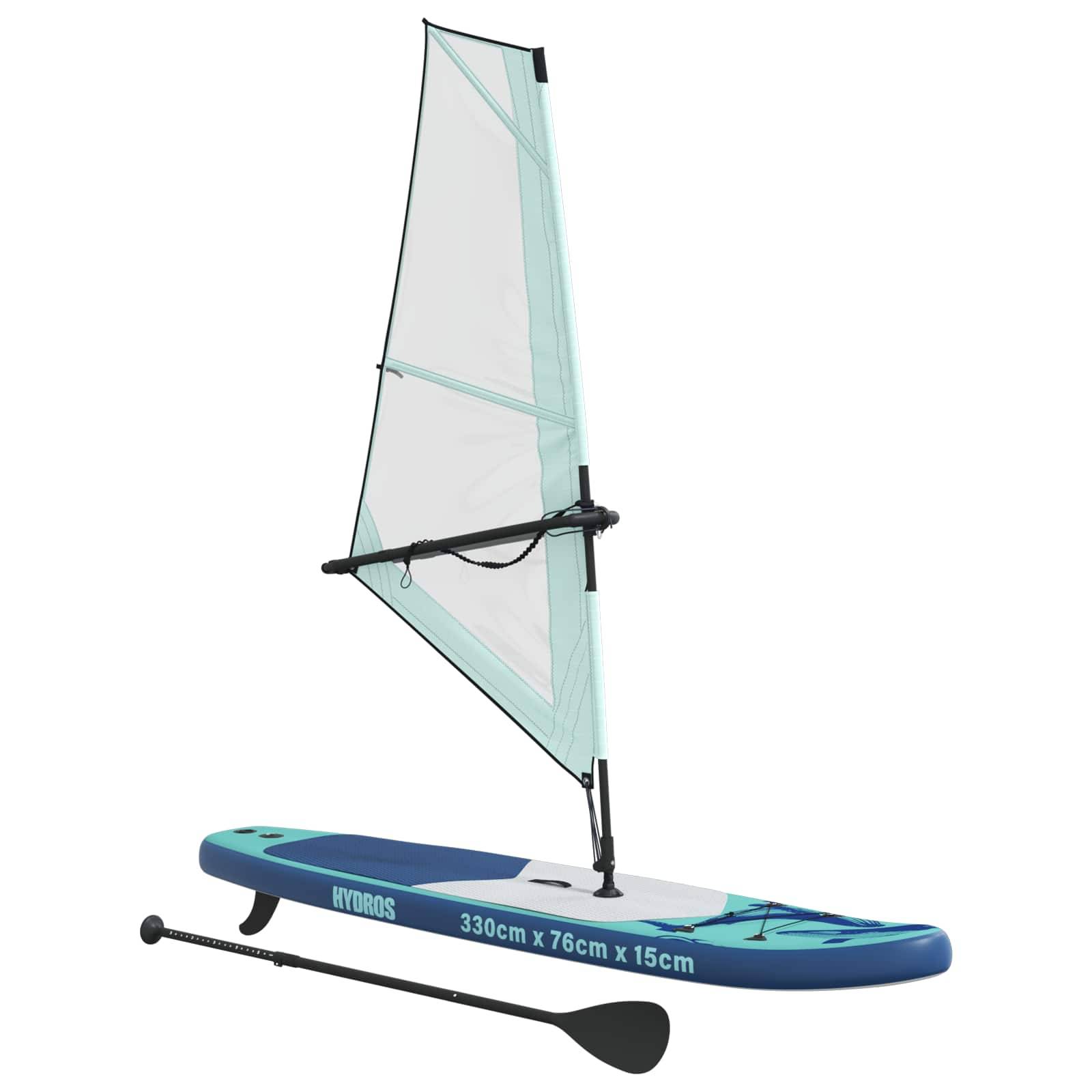 vidaXL Aufblasbares SUP-Board mit Segel HYDROS 330 x 76 x 15 cm Türkis